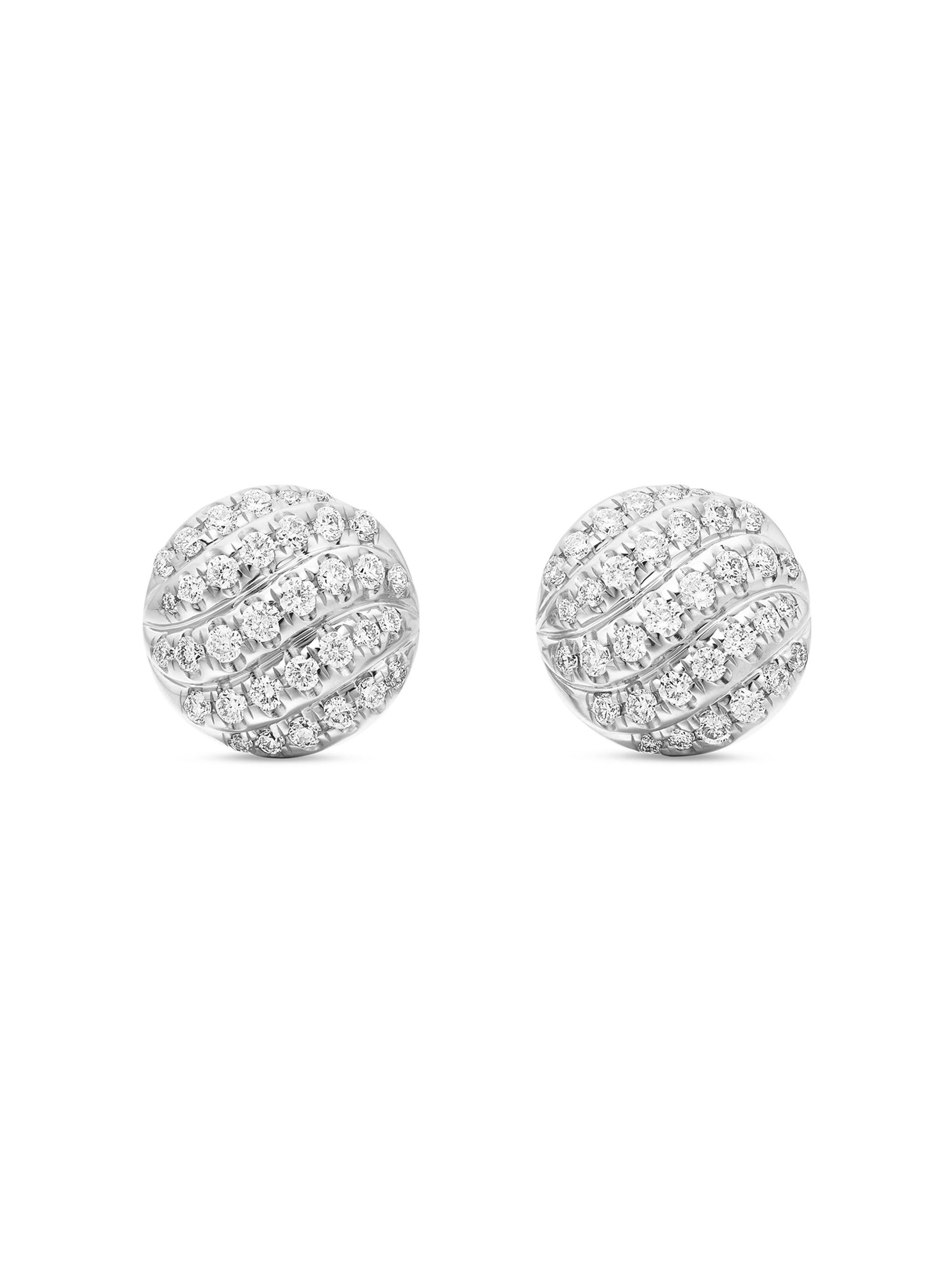 David Yurman Women's Sculpted Cable Stud Earrings In Sterling Silver With Diamonds - Diamond