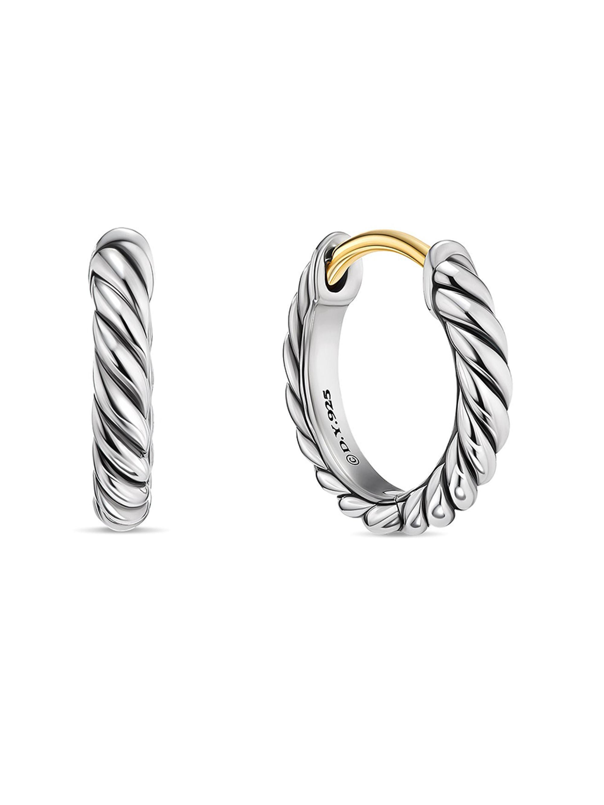 David Yurman Women's Sculpted Cable Huggie Hoop Earrings in Sterling Silver - Silver