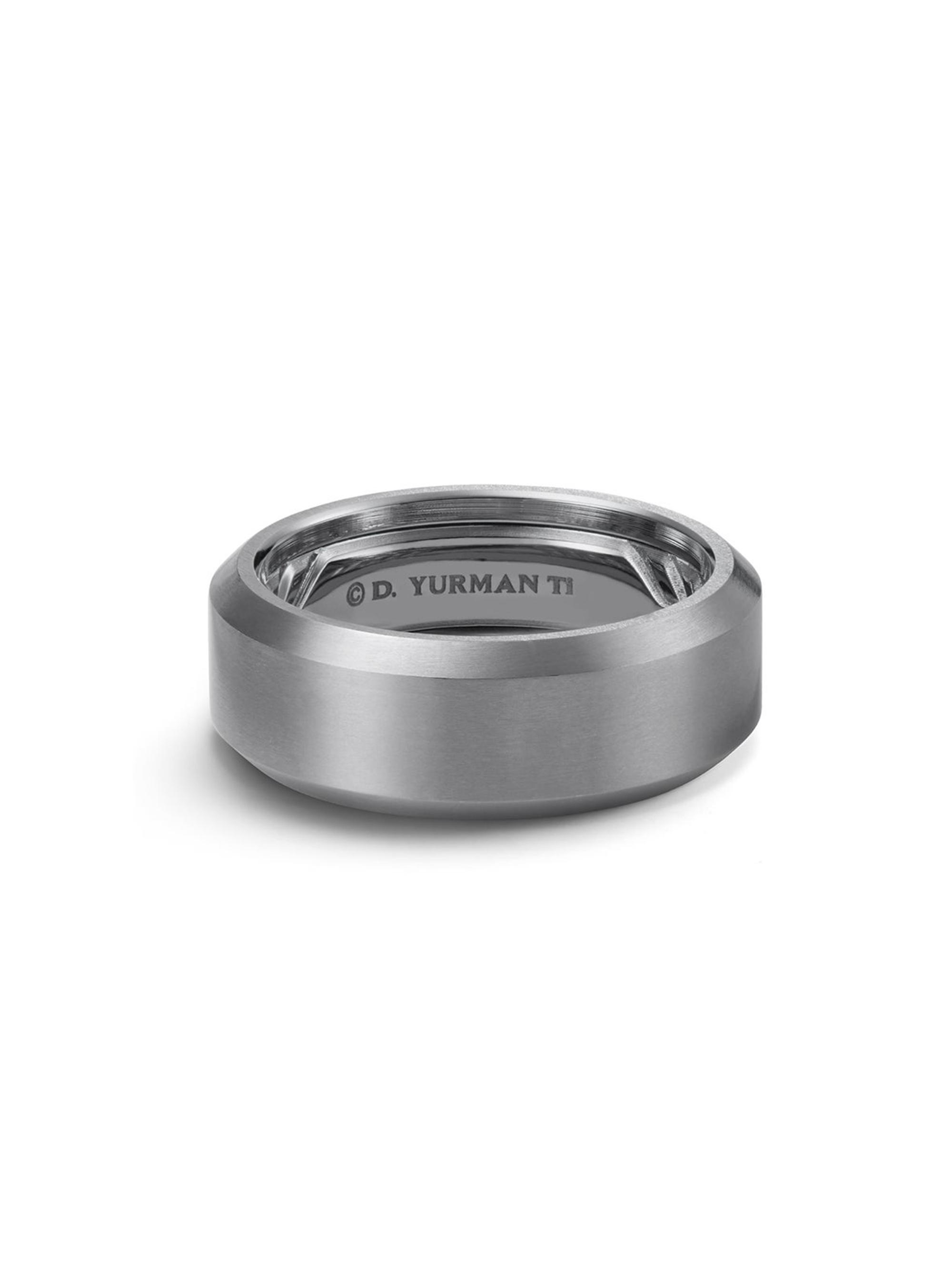 David Yurman Men's Streamline Beveled Band Ring in Titanium, 8.5mm - Grey