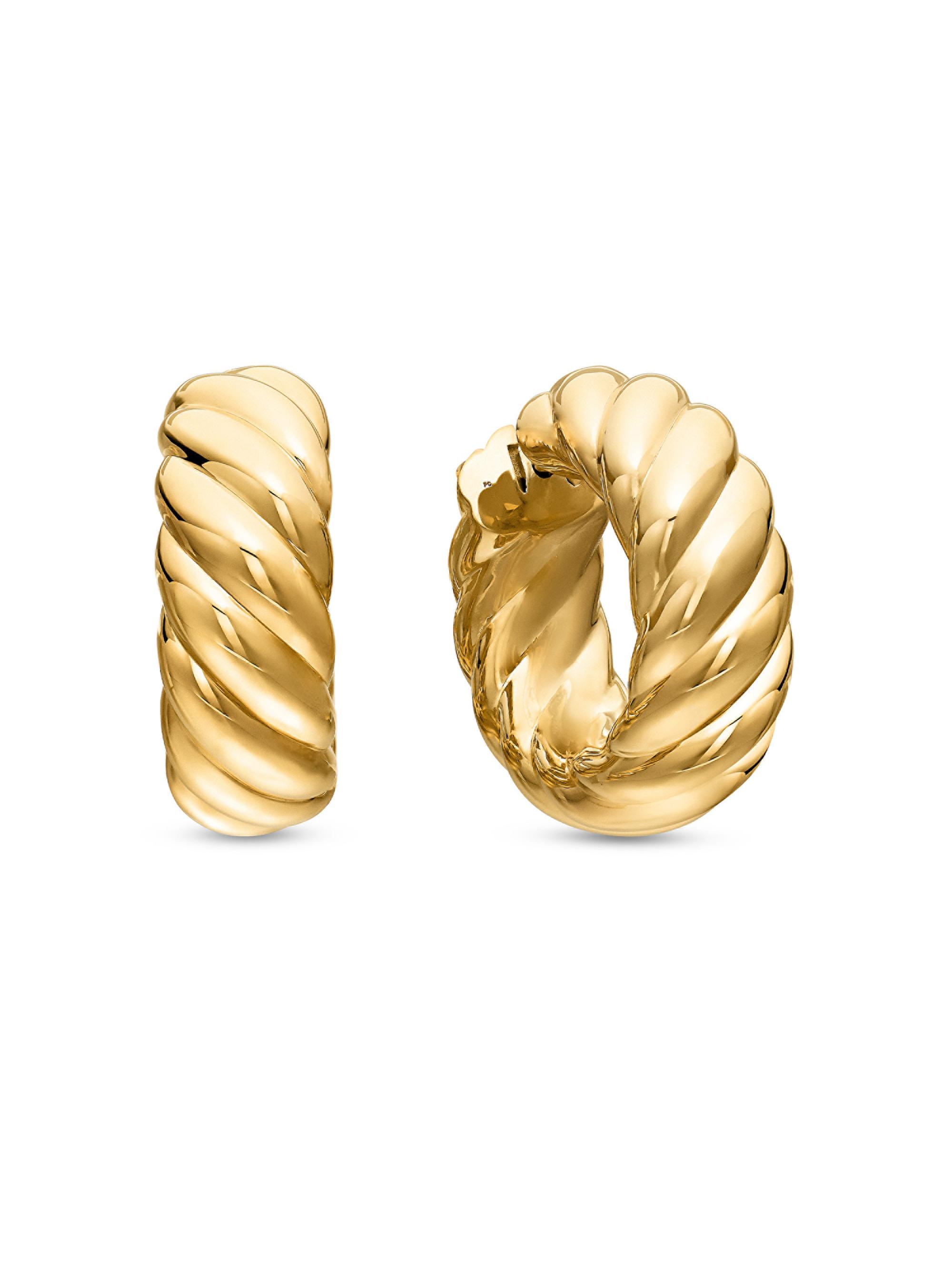 David Yurman Women's Sculpted Cable Hoop Earrings In 18K Yellow Gold - Gold
