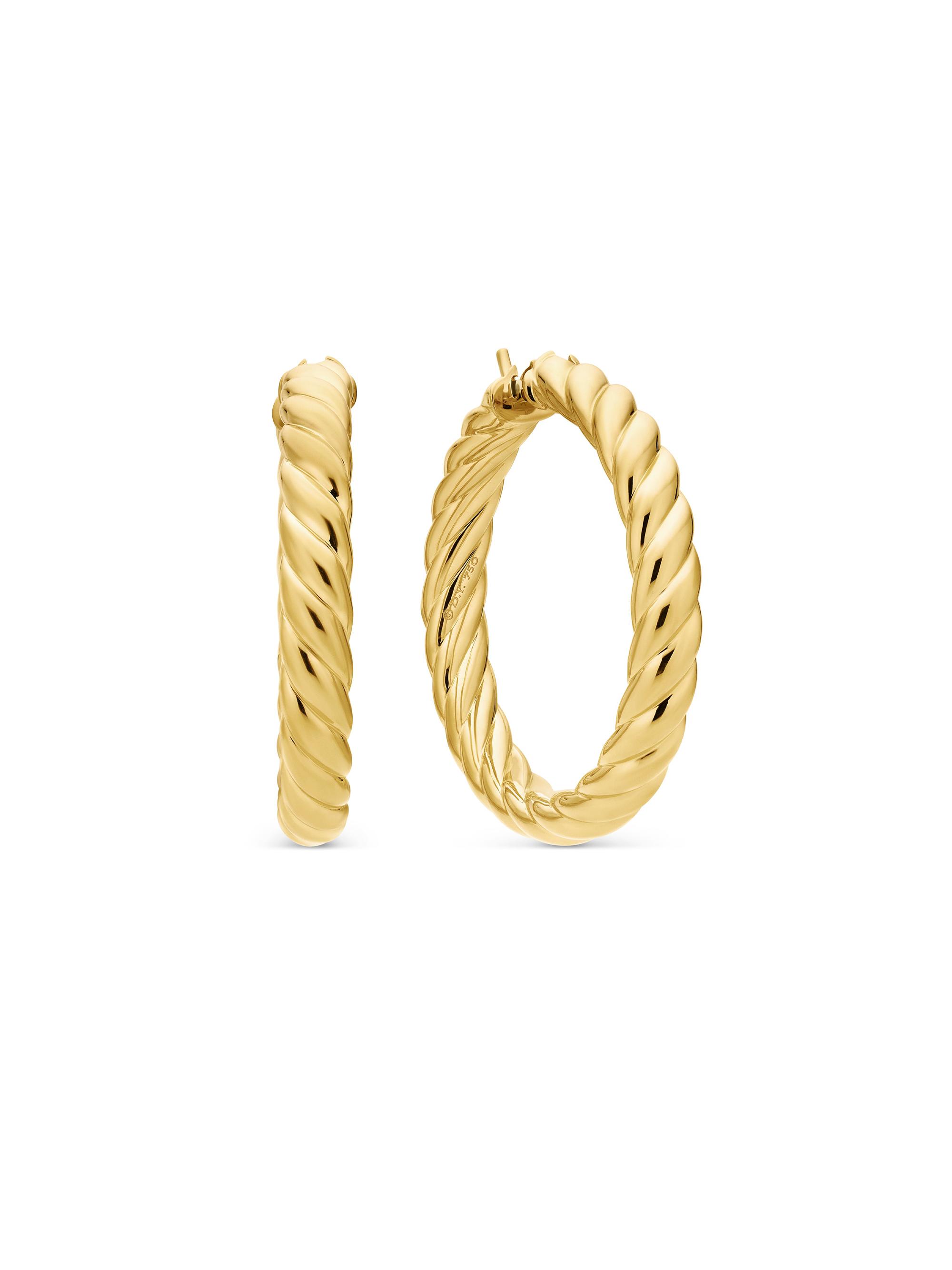 David Yurman Women's Sculpted Cable Hoop Earrings In 18K Yellow Gold - Gold