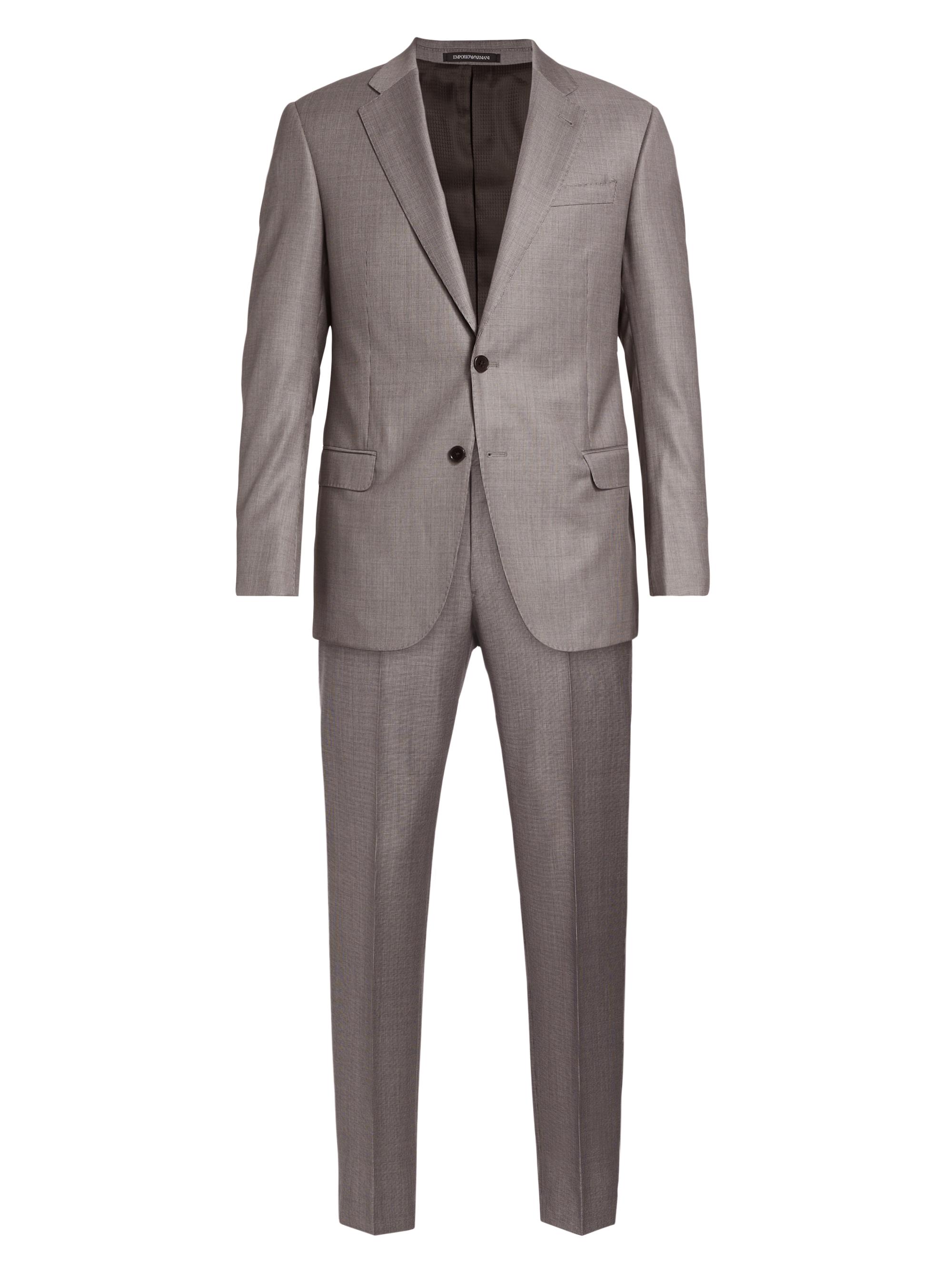 Emporio Armani Men's Nailhead Wool Single-Breasted Suit - Brown