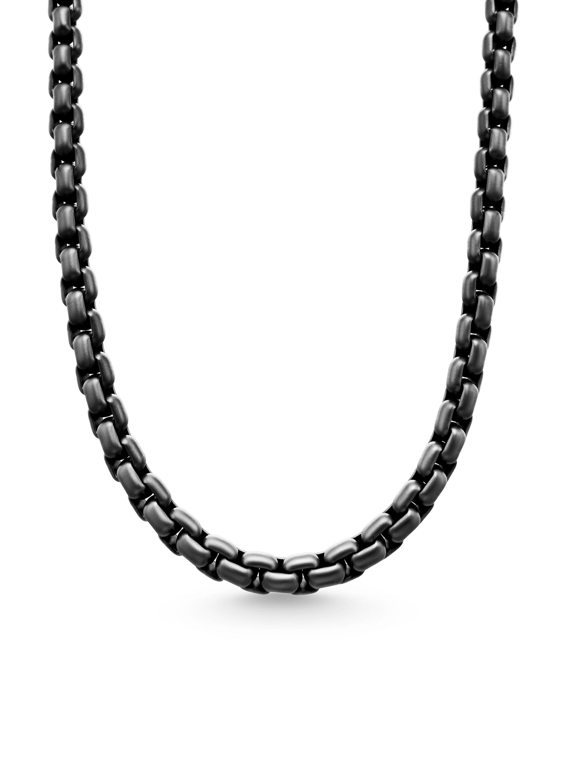 David Yurman Men's Box Chain Necklace In Stainless Steel And Sterling Silver, 7.3mm - Black