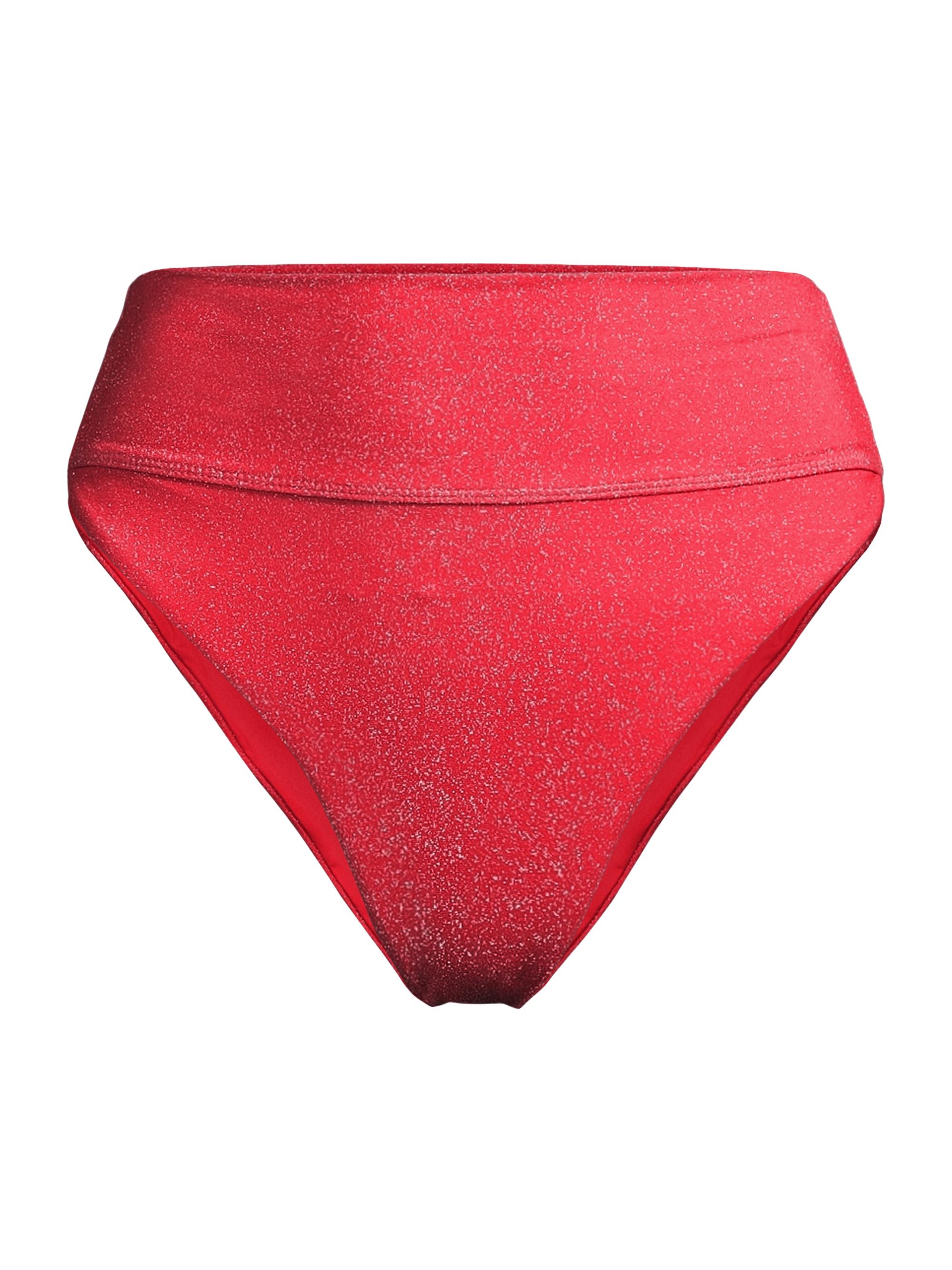Beach Riot Women's Highway High-Waist Bikini Bottom - Red Hot Shine