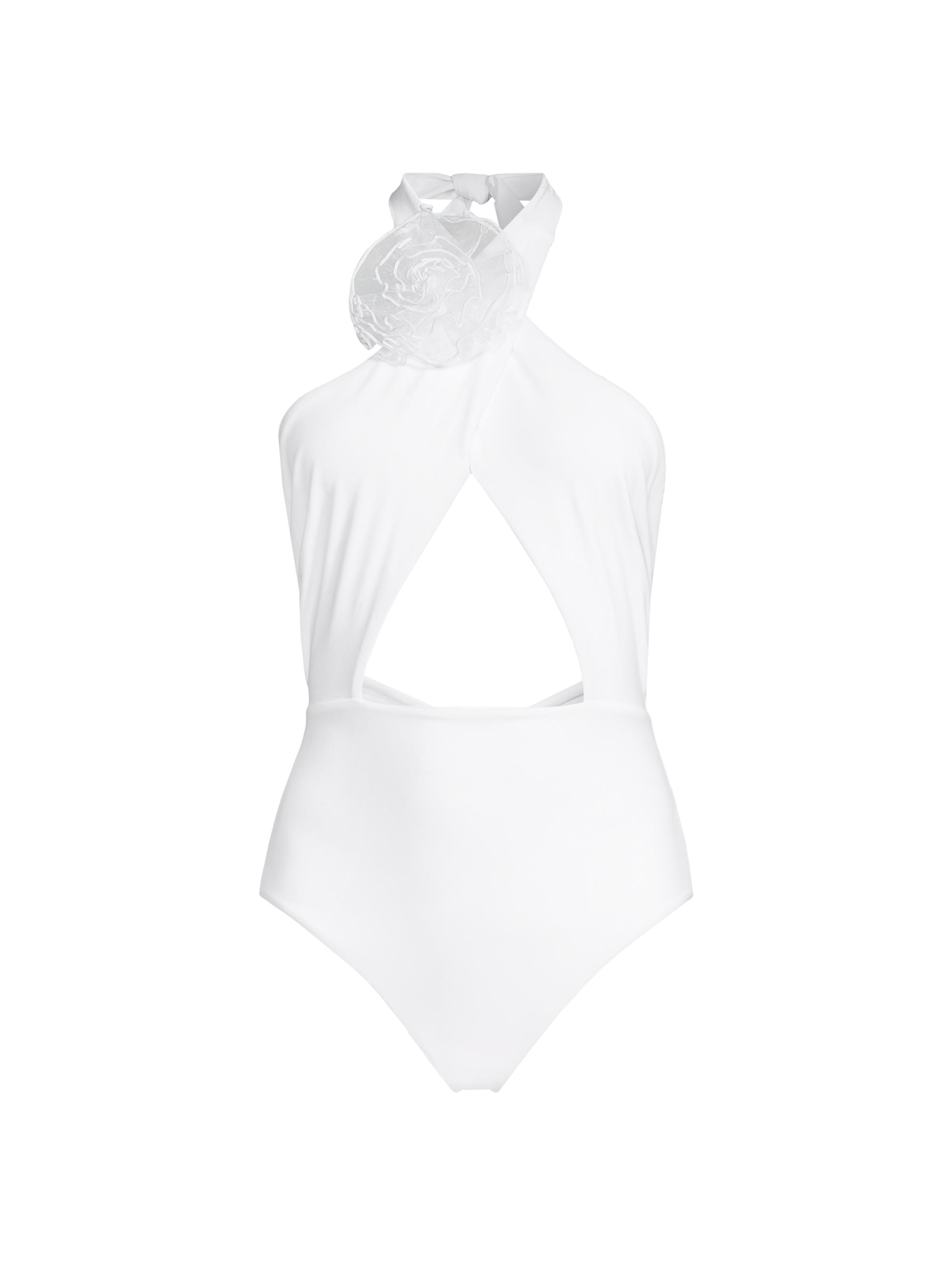 Beach Riot Women's Rose Halter One-Piece Swimsuit - White Rose