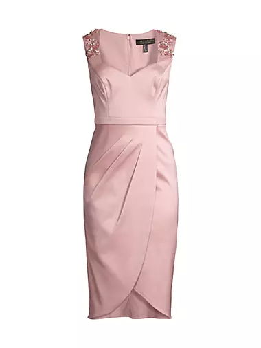 Embellished Stap Satin Midi-Dress