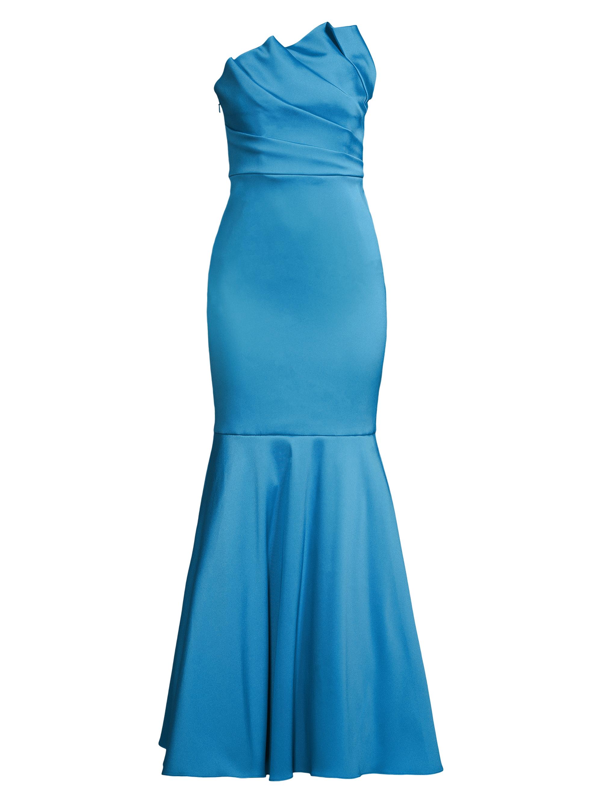 Aidan Mattox Women's Stretch Satin Mermaid Gown - Ocean Blue