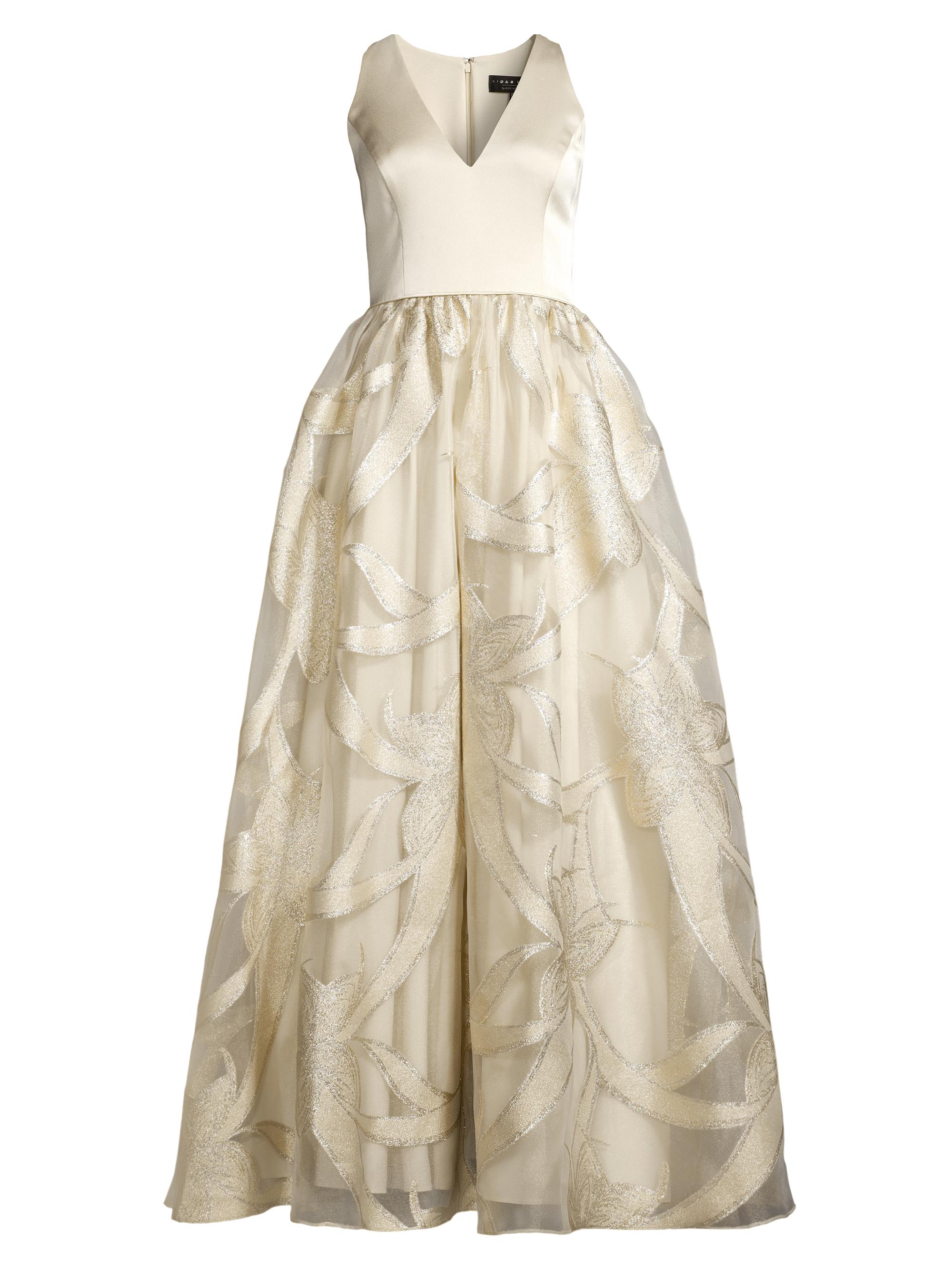 Aidan Mattox Women's Metallic Jacquard Ballgown - Light Gold