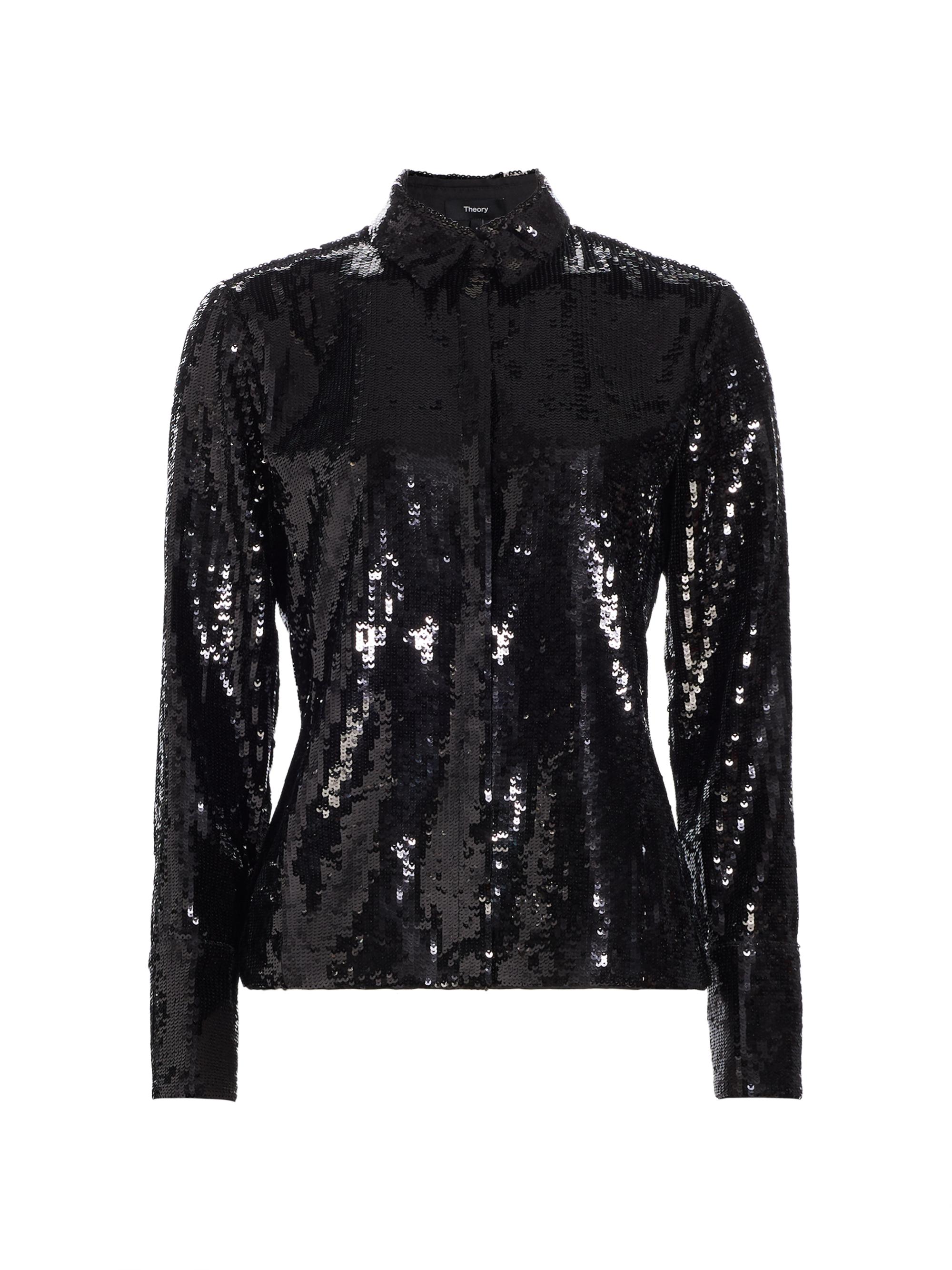 Theory Women's Sequin Buttoned Shirt - Black