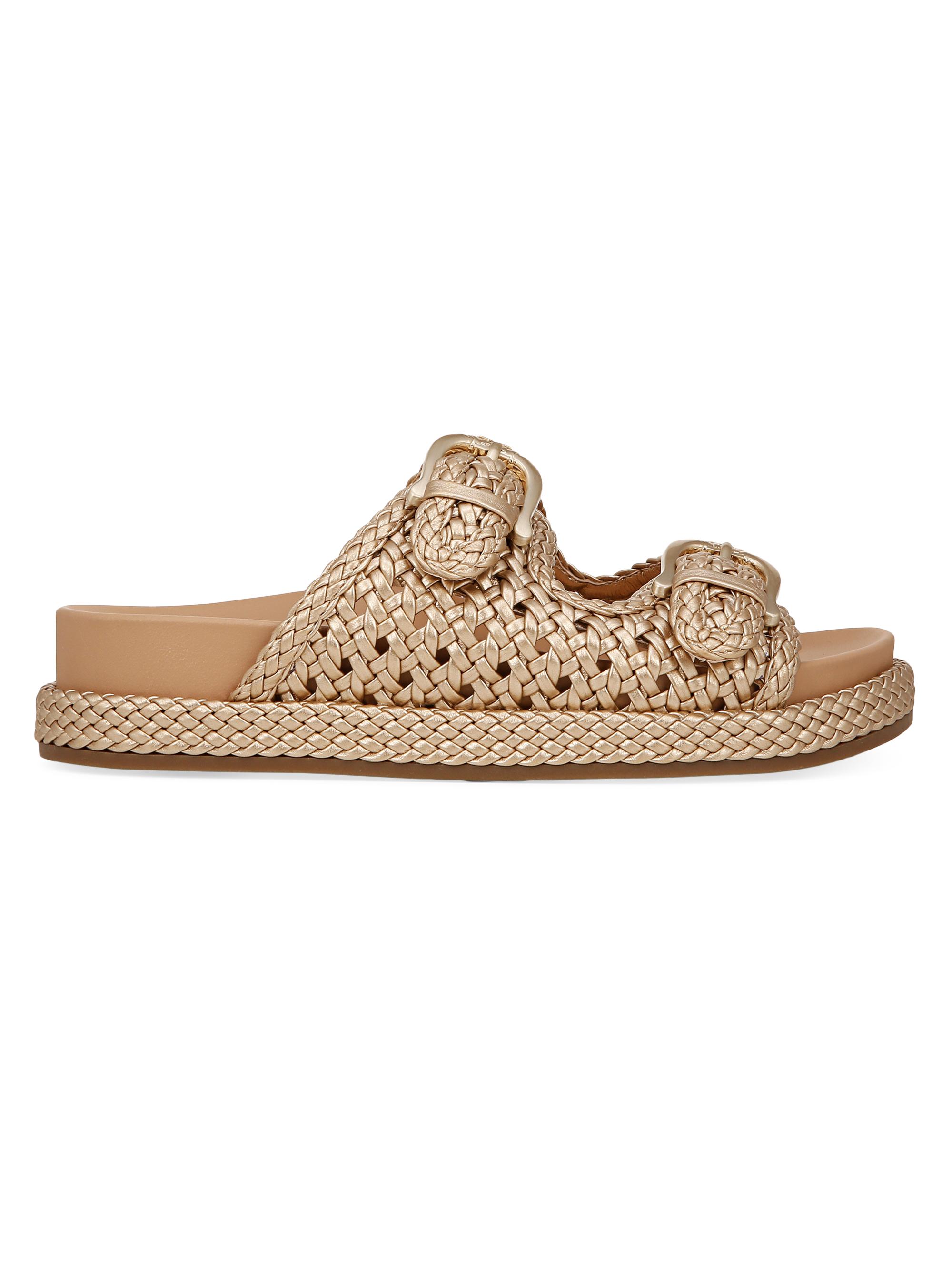 Sam Edelman Women's Reid Lattice-Woven Sandals - Gold Quartz