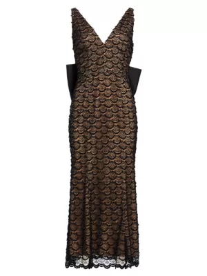 navy blue dress for baby girl Oh Polly Bow Detail Lace Trim A Line Midi Dress in Black