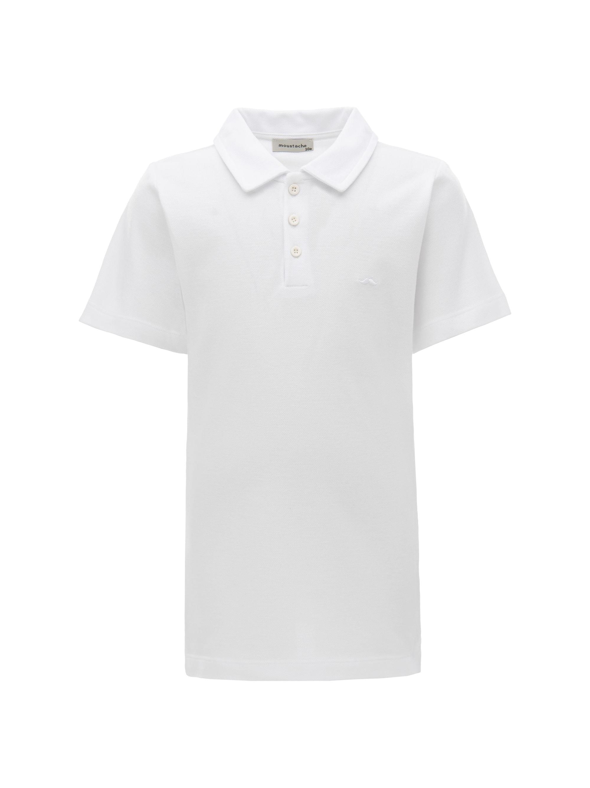 Moustache Little Boy's & Boy's Solid Polo Shirt - White