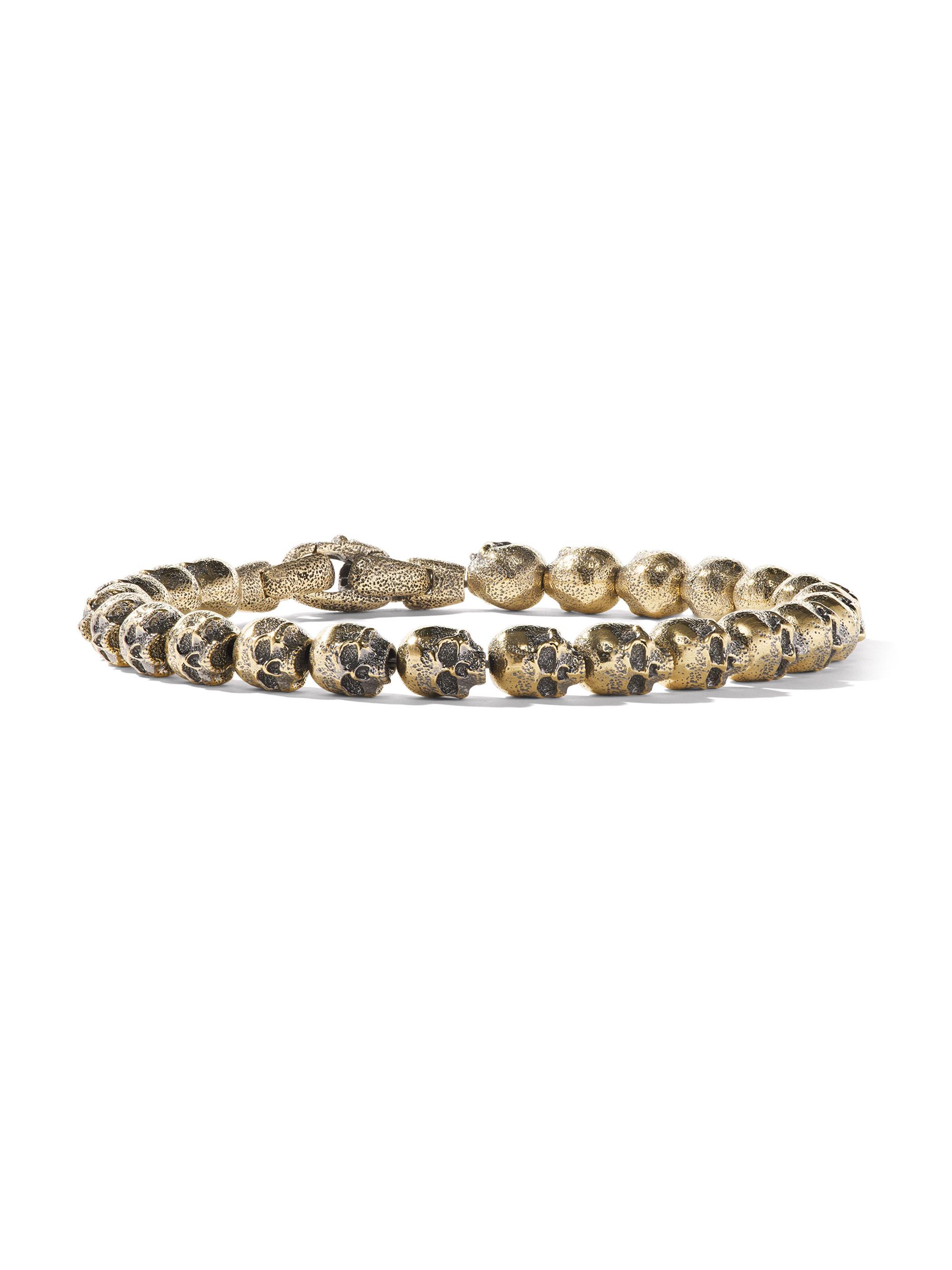 David Yurman Men's Memento Mori Skull Bead Bracelet In 18K Yellow Gold - Gold