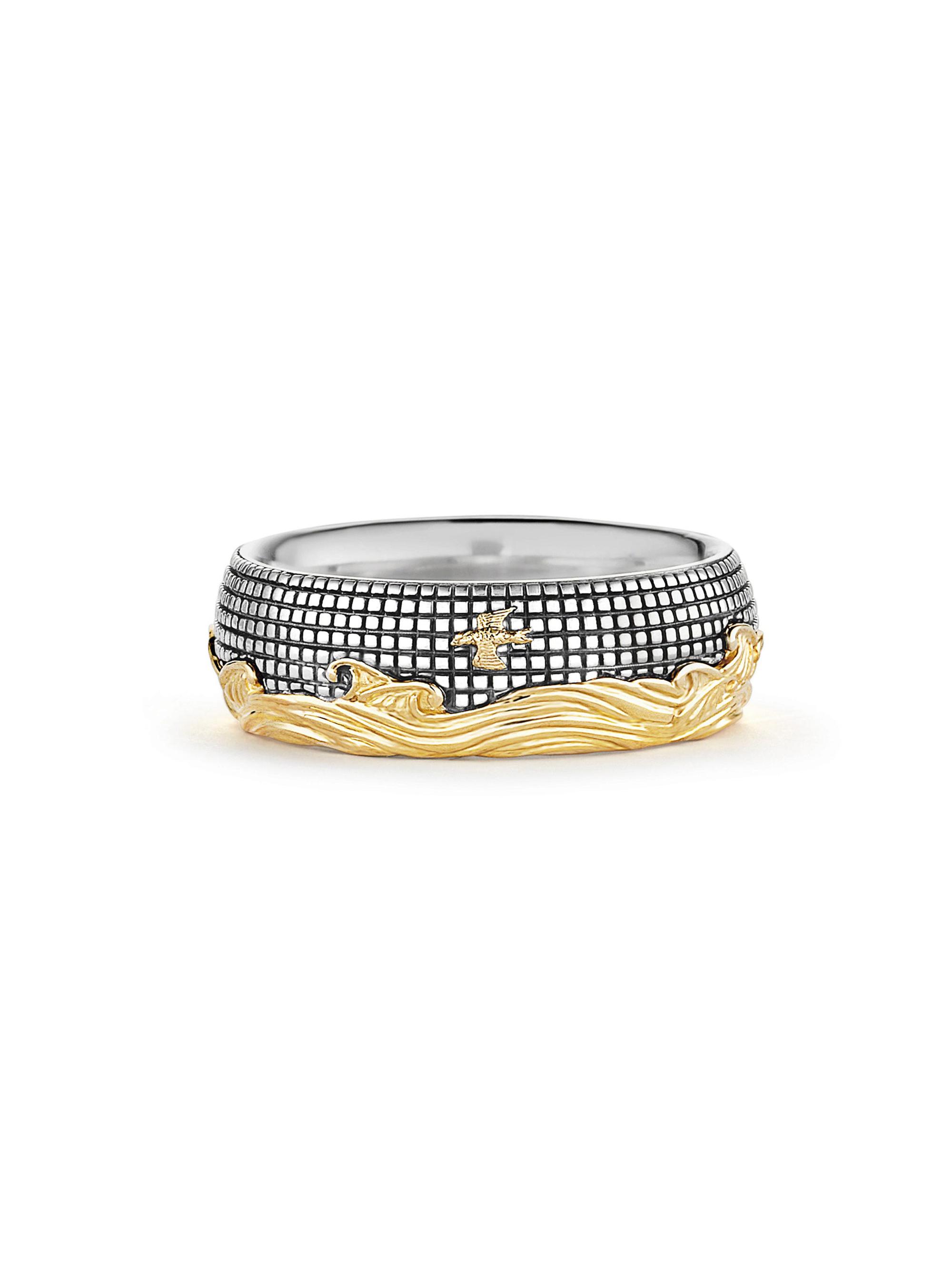 David Yurman Men's Waves Band Ring In Sterling Silver - Silver Gold