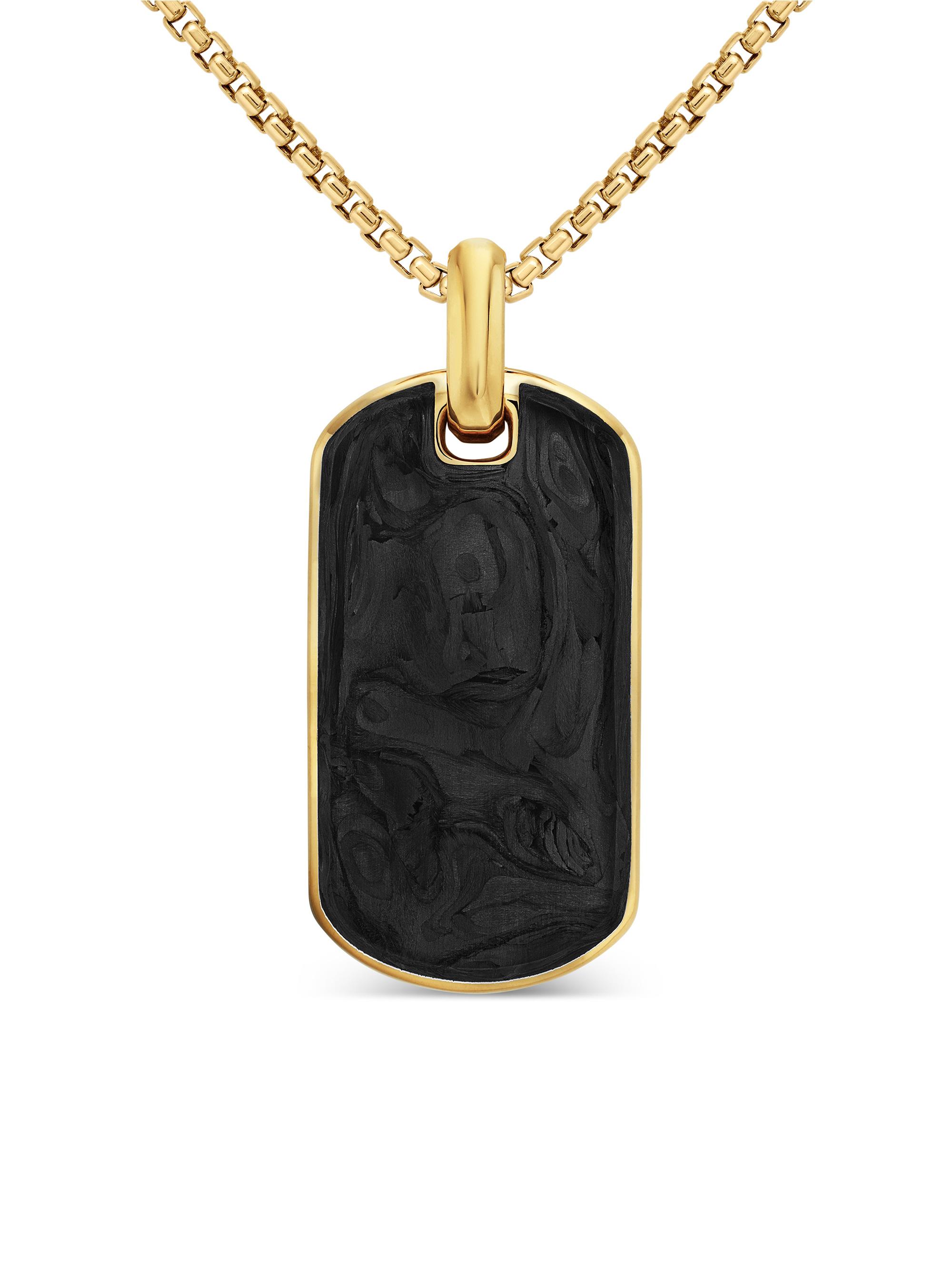 David Yurman Men's Forged Carbon Tag In 18K Yellow Gold - Forged Carbon