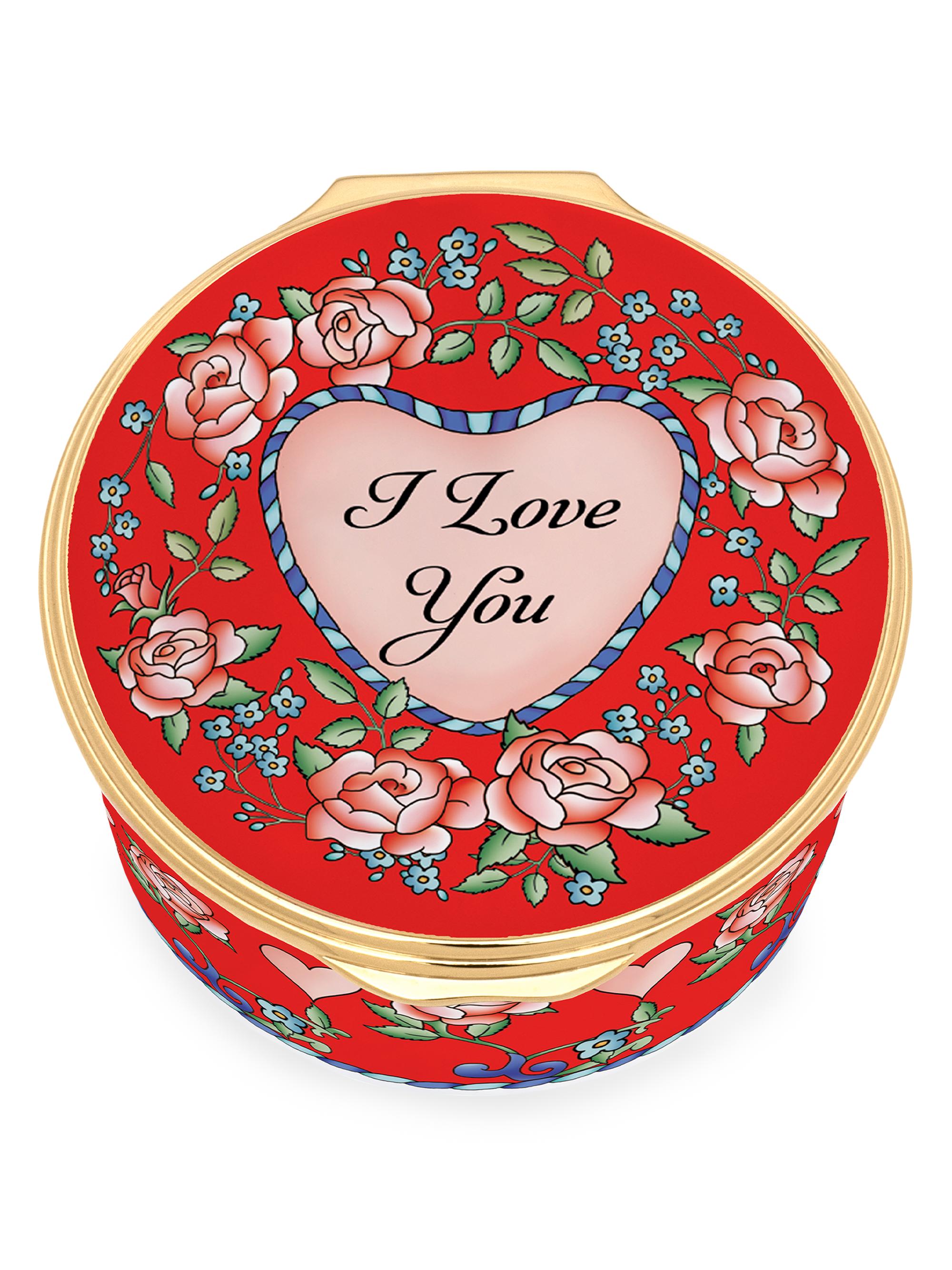 Halcyon Days I Love You Enamel Box - Red