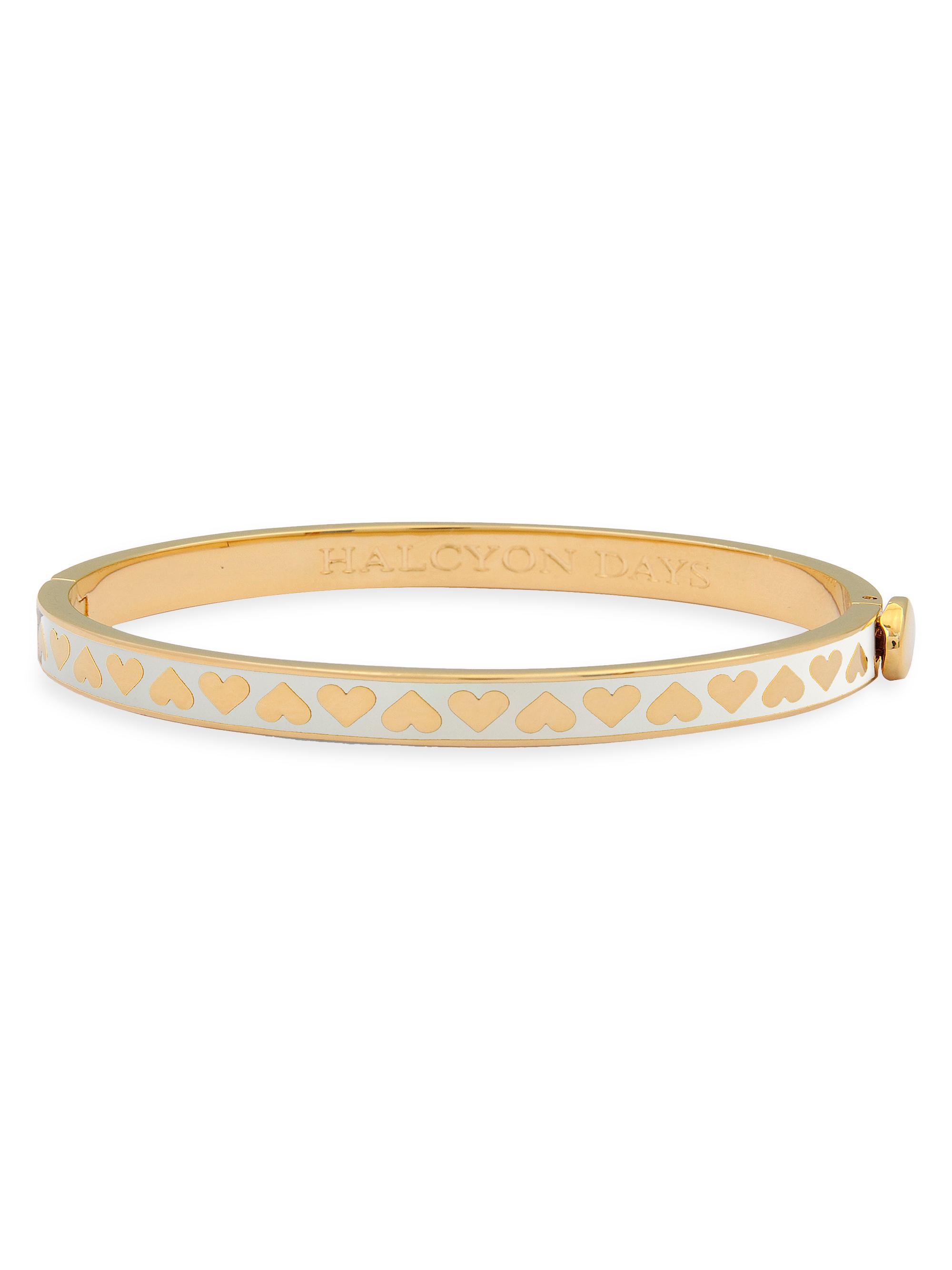 Halcyon Days Women's Skinny Hearts Hinge Bracelet - Cream
