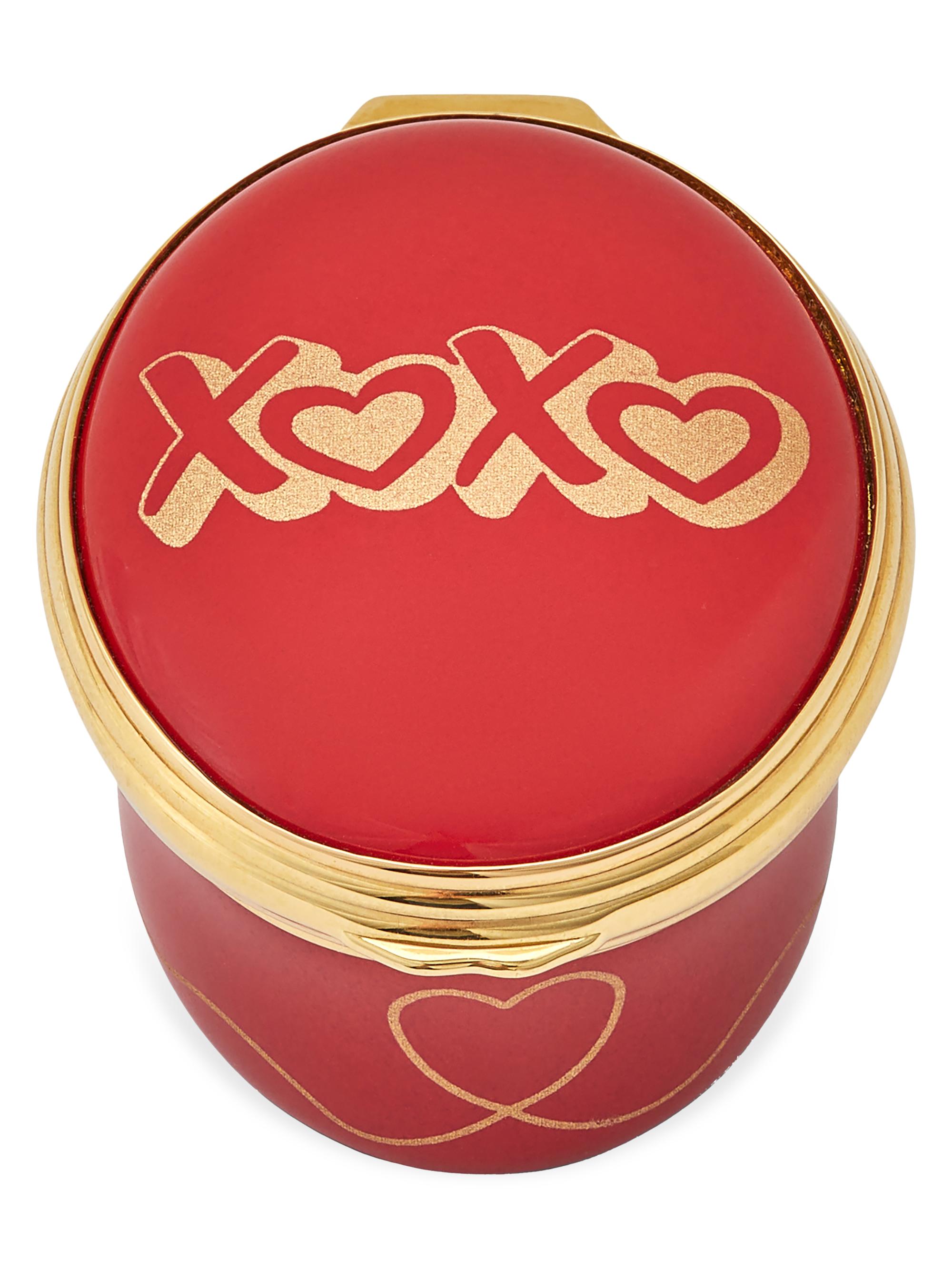 Halcyon Days Kisses & Hearts Enamel Box - Red