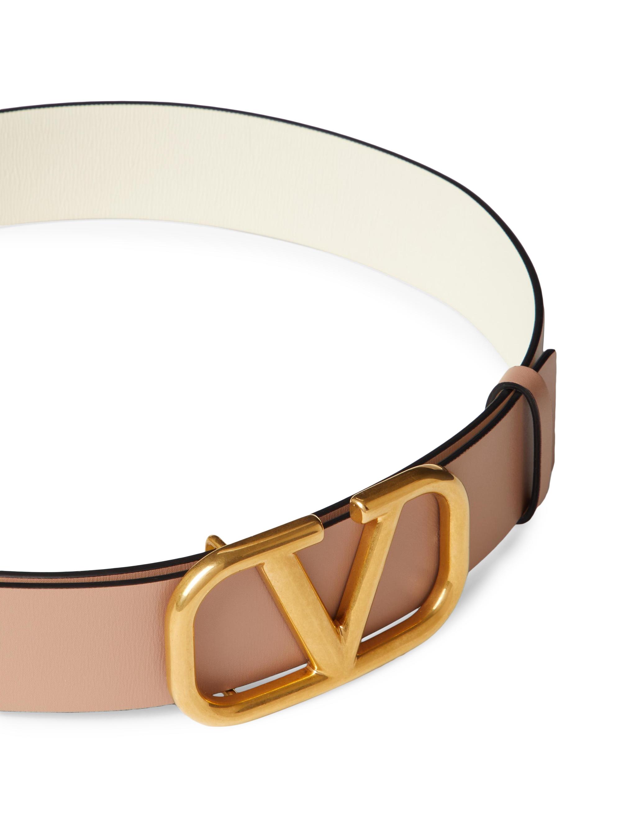 Ceinture Valentino Around – Plaque Boucle – Femme – Taille 75 – Ecru/Oro