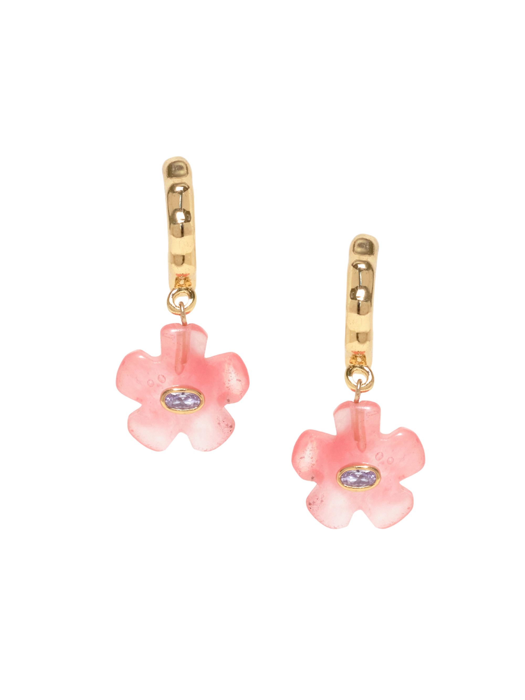 Mignonne Gavigan Women's Nadia 14K Gold-Plated, Semi-Precious Stone & Crystal Hoop Earrings - Pink