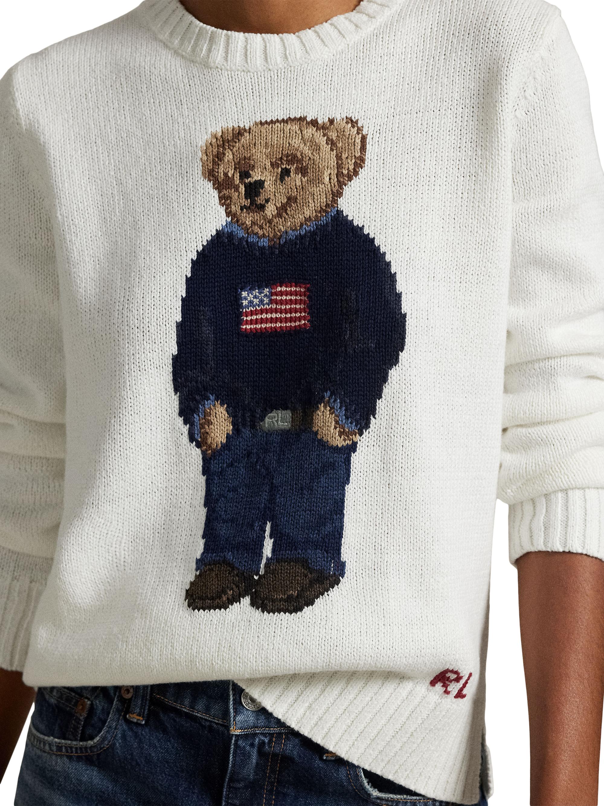 Polo Ralph Lauren Cotton-Linen Crewneck Bear Sweater | Saks Fifth