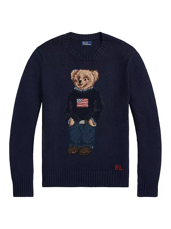Shop Polo Ralph Lauren Cotton-Linen Crewneck Bear Sweater | Saks