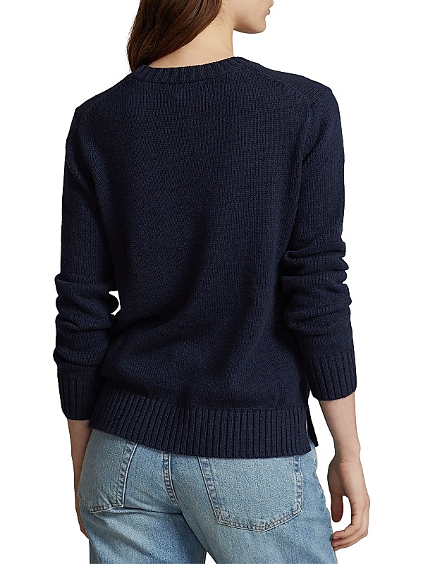 Shop Polo Ralph Lauren Cotton-Linen Crewneck Bear Sweater Shop Polo Ralph Lauren Cotton-Linen Crewneck Bear Sweater