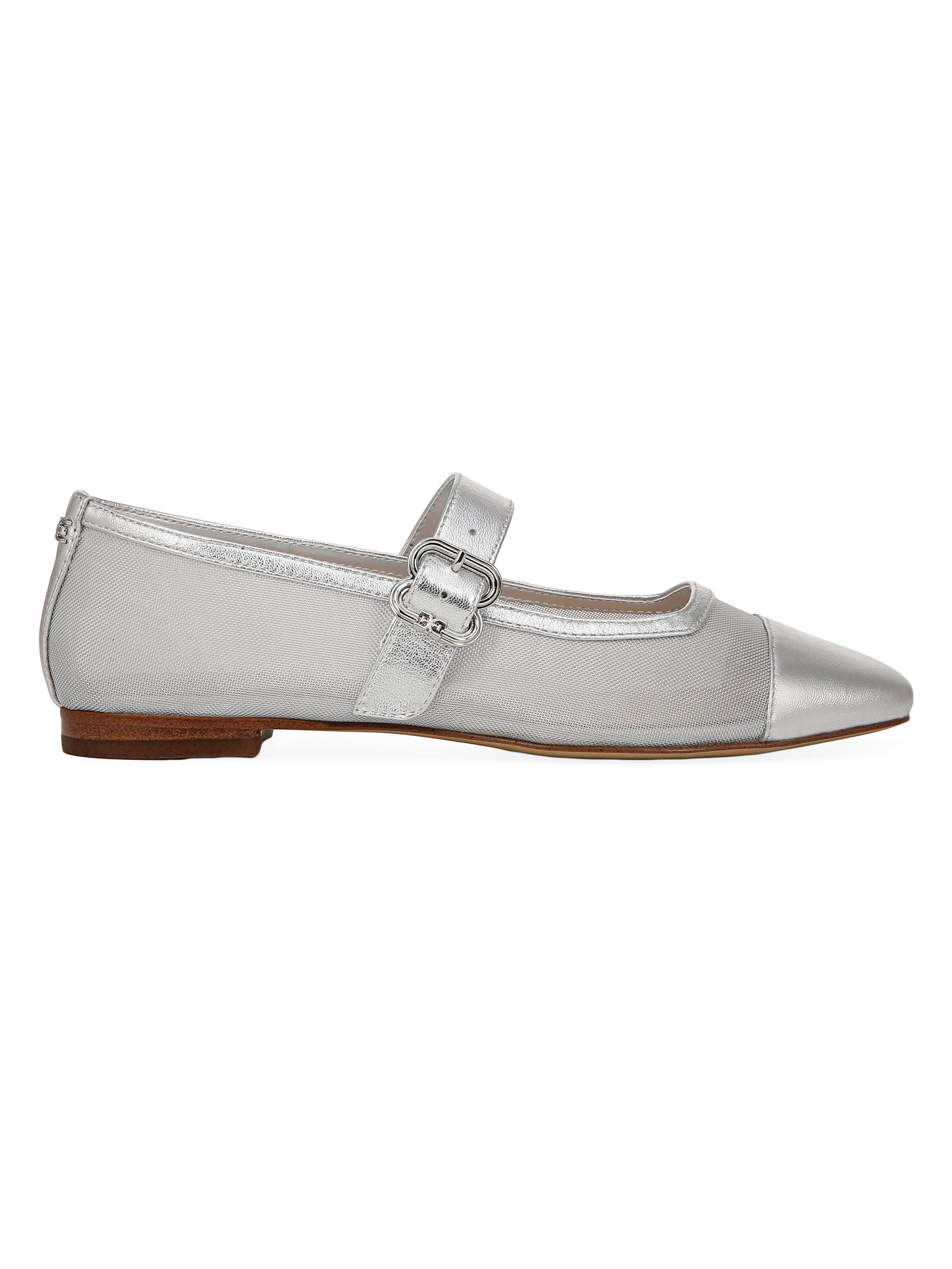 Sam Edelman Women's Miranda Leather Mary Jane Flats - Silver