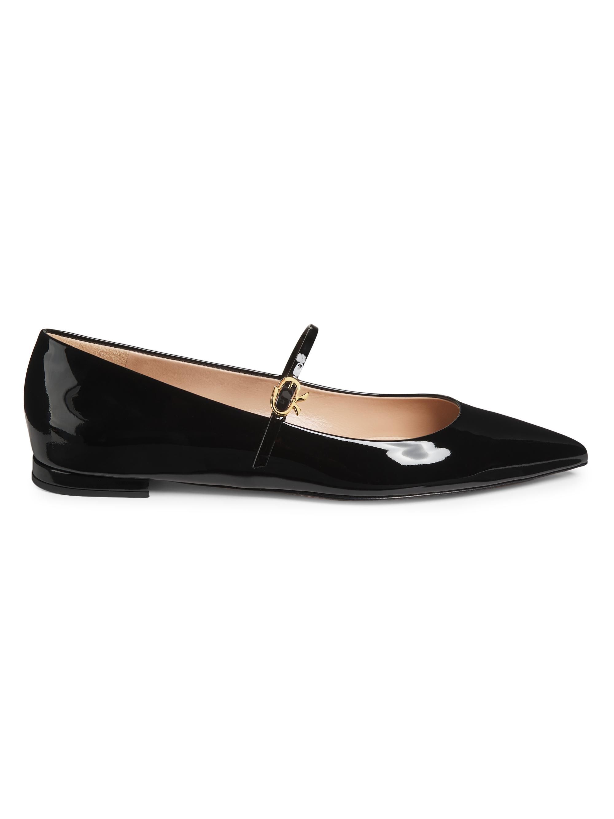 Gianvito Rossi Women's Ribbon Patent Leather Ballet Flats - Praline