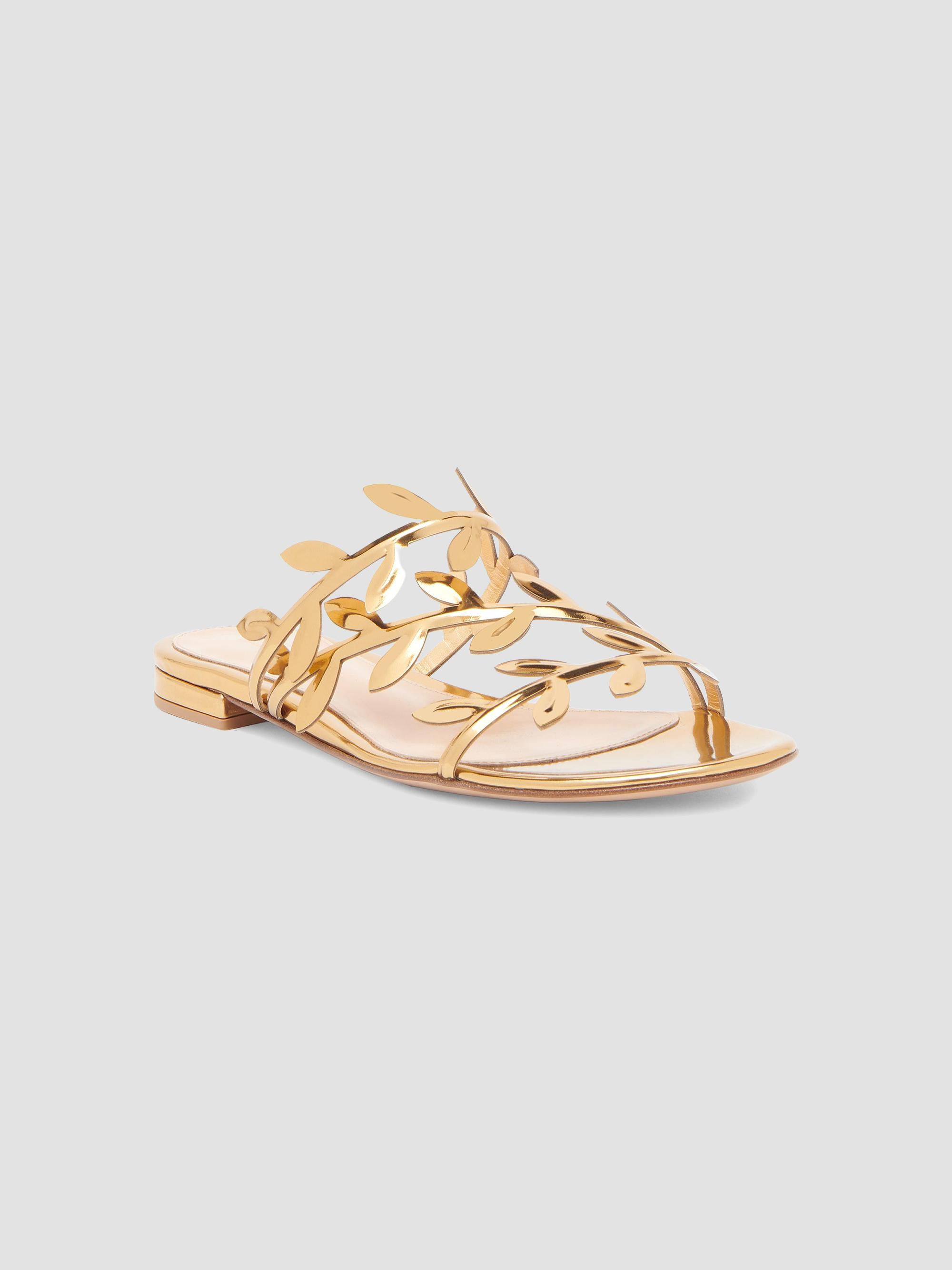 Gianvito Rossi Flavia Metallic Leather Flat Sandals | Saks Fifth