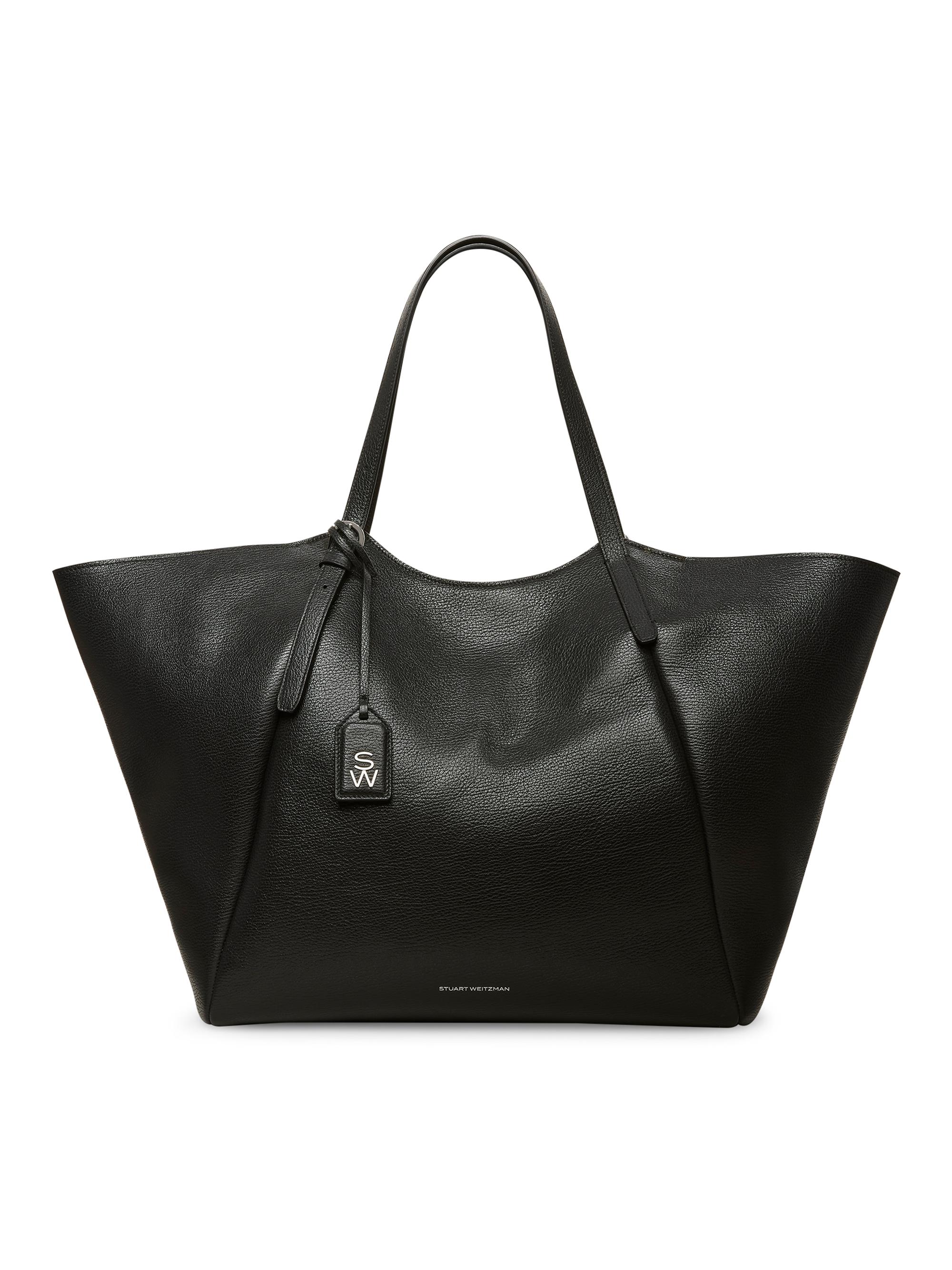Stuart Weitzman Women's Gogo Textured Leather Tote Bag - Black
