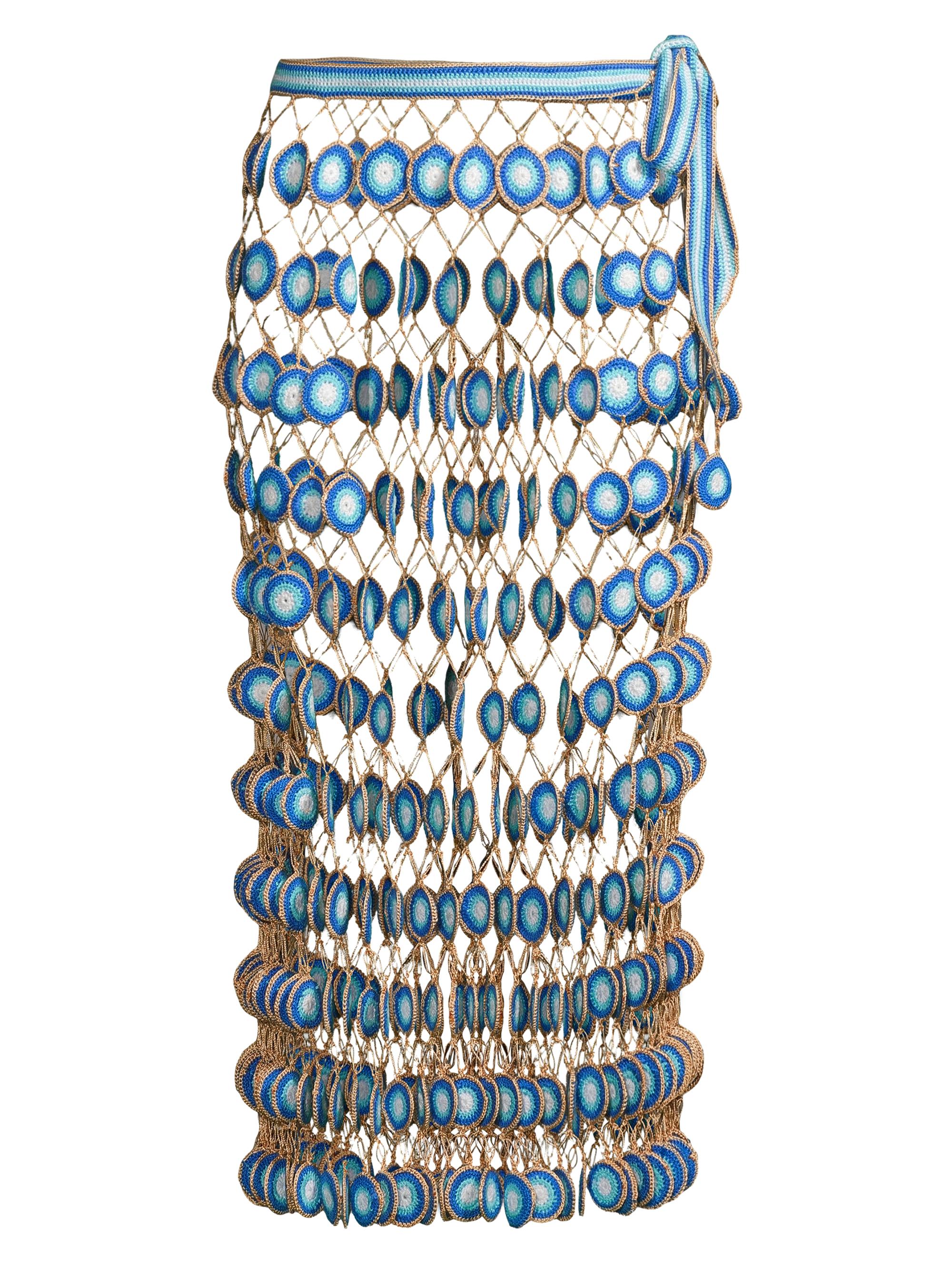 My Beachy Side Women's Hand-Crochet Evil Eye Skirt - Blue