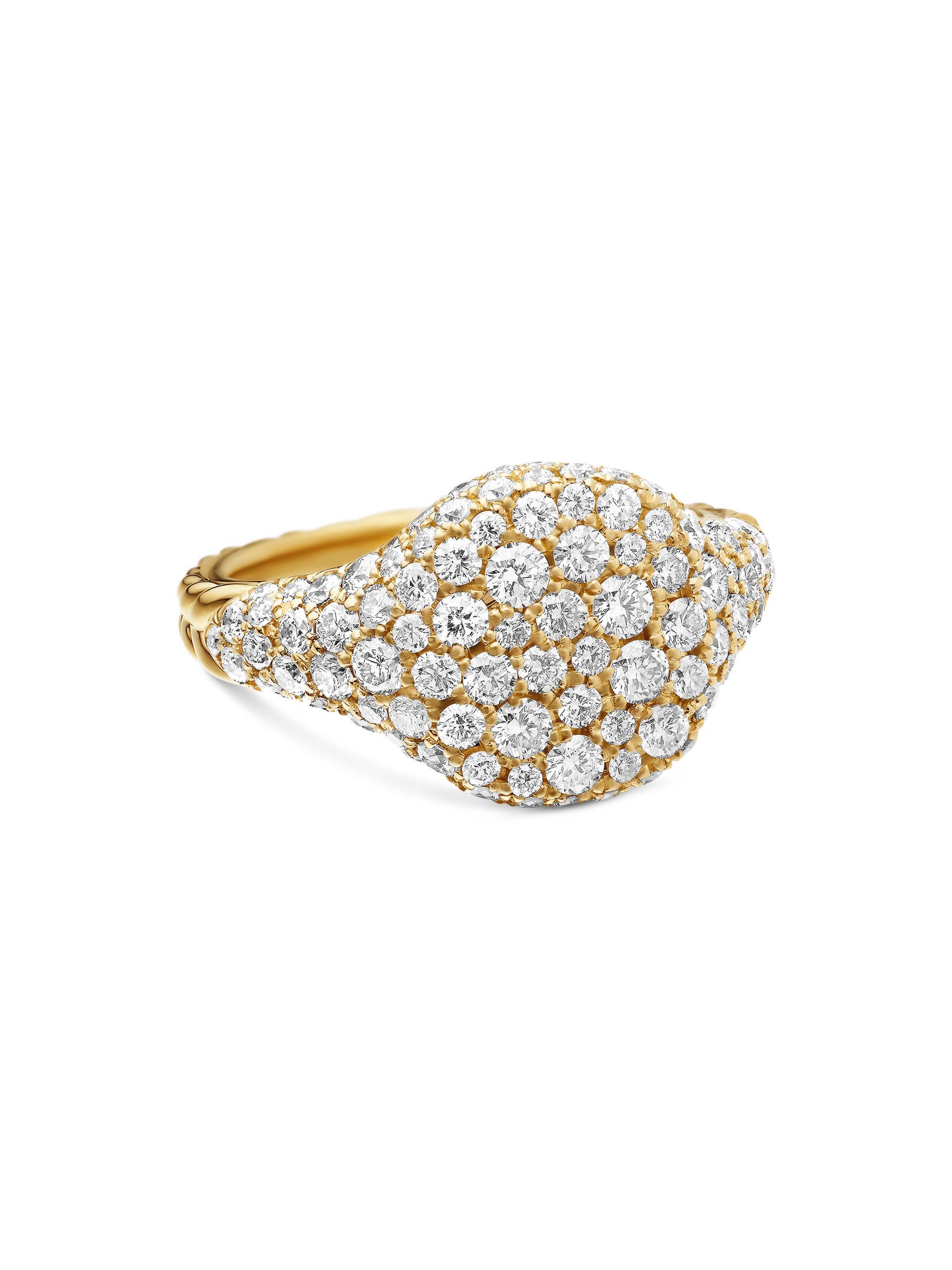 David Yurman Women's Chevron Pinky Ring in 18K Yellow Gold - Diamond