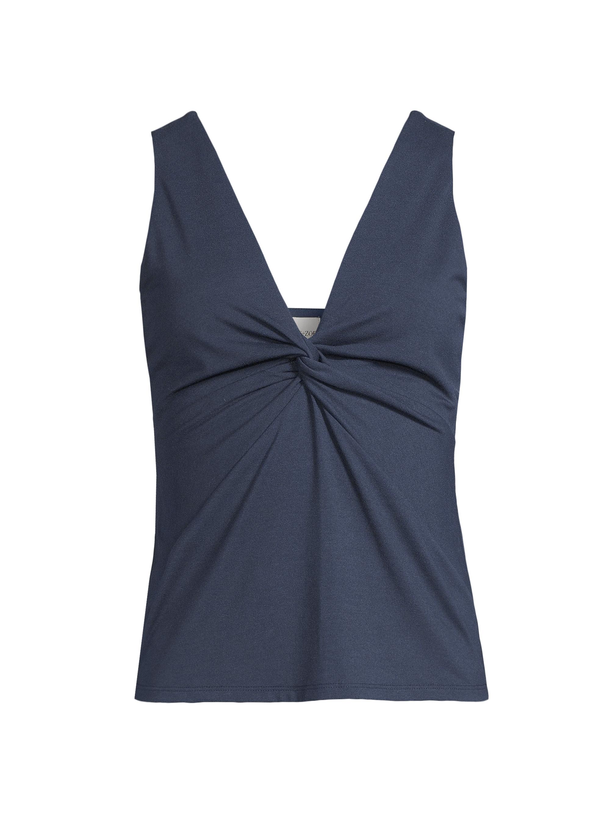 NIC+ZOE Women's Petite Polished Jersey Twist Tank - Dark Indigo