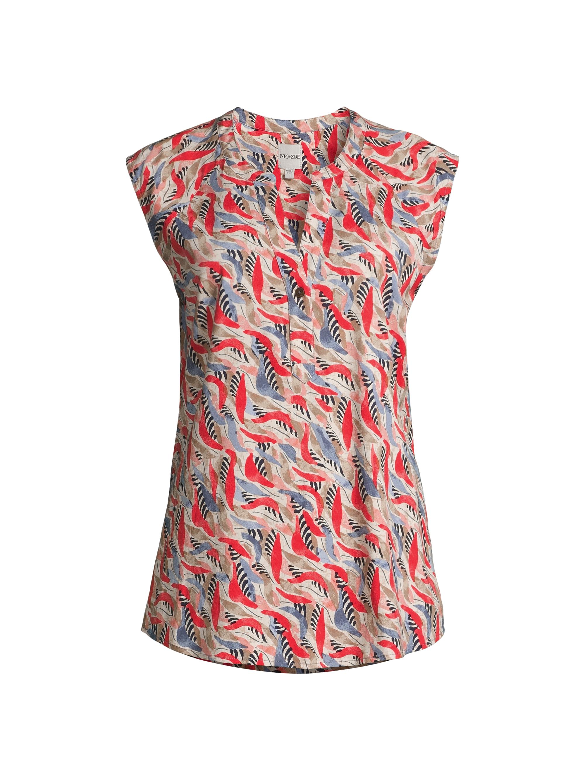 NIC+ZOE Women's Petite Coral Waves Live-In Tank - Neutral Multi