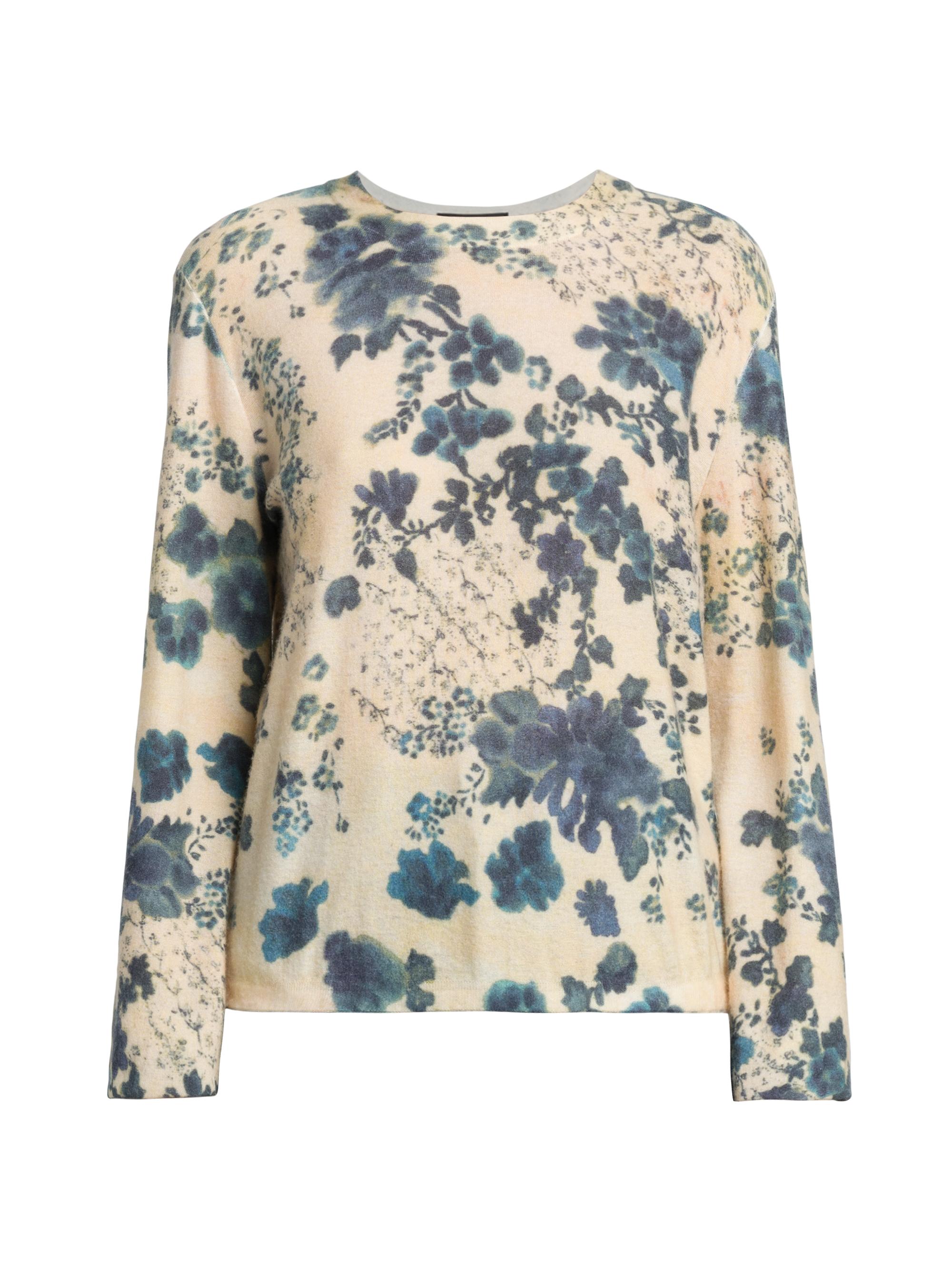 Loro Piana Women's Blue Eyes Hill Cashmere & Silk Sweater - Blue White