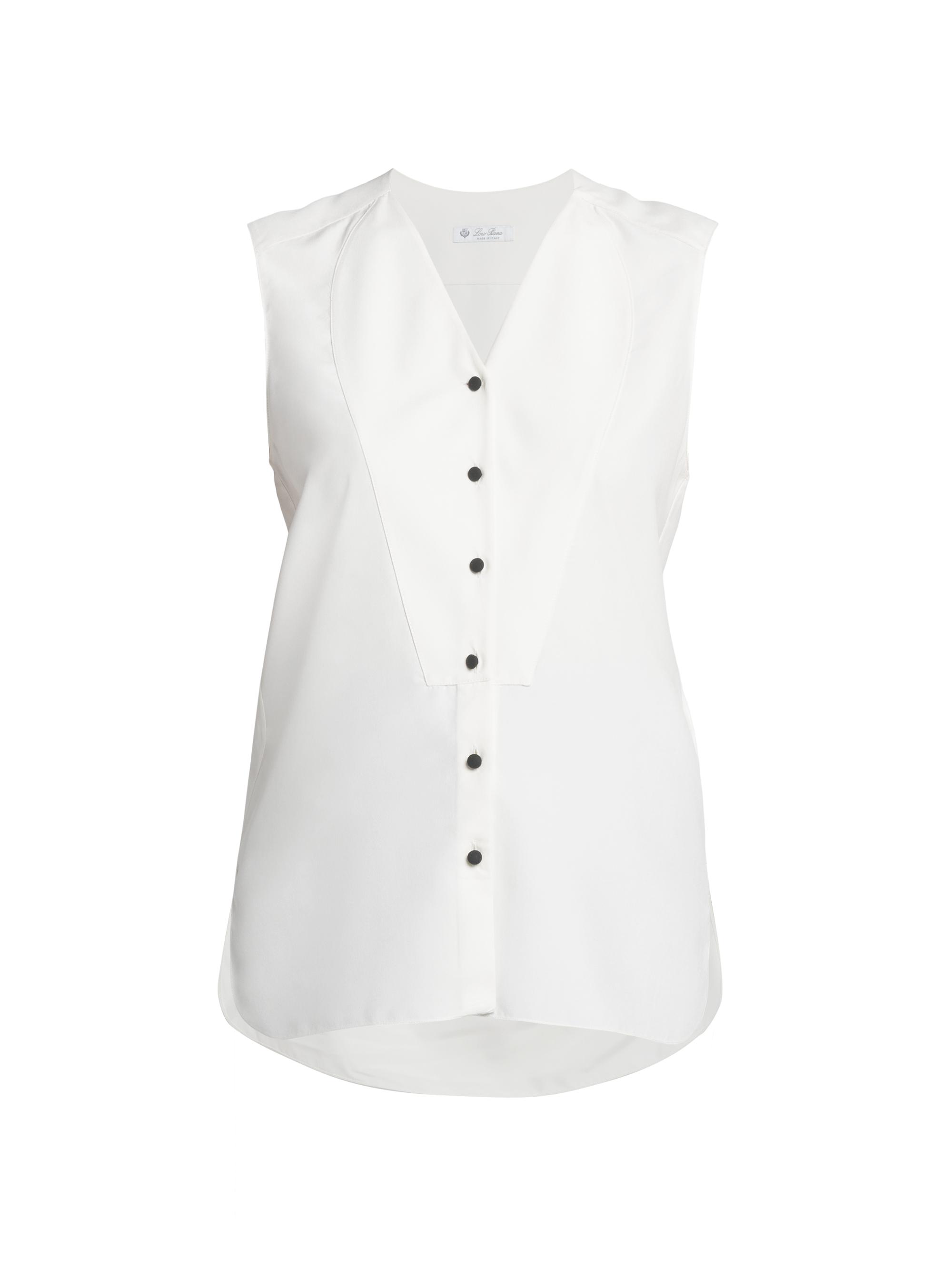 Loro Piana Women's Caylee Silk Sleeveless Shirt - Nougat