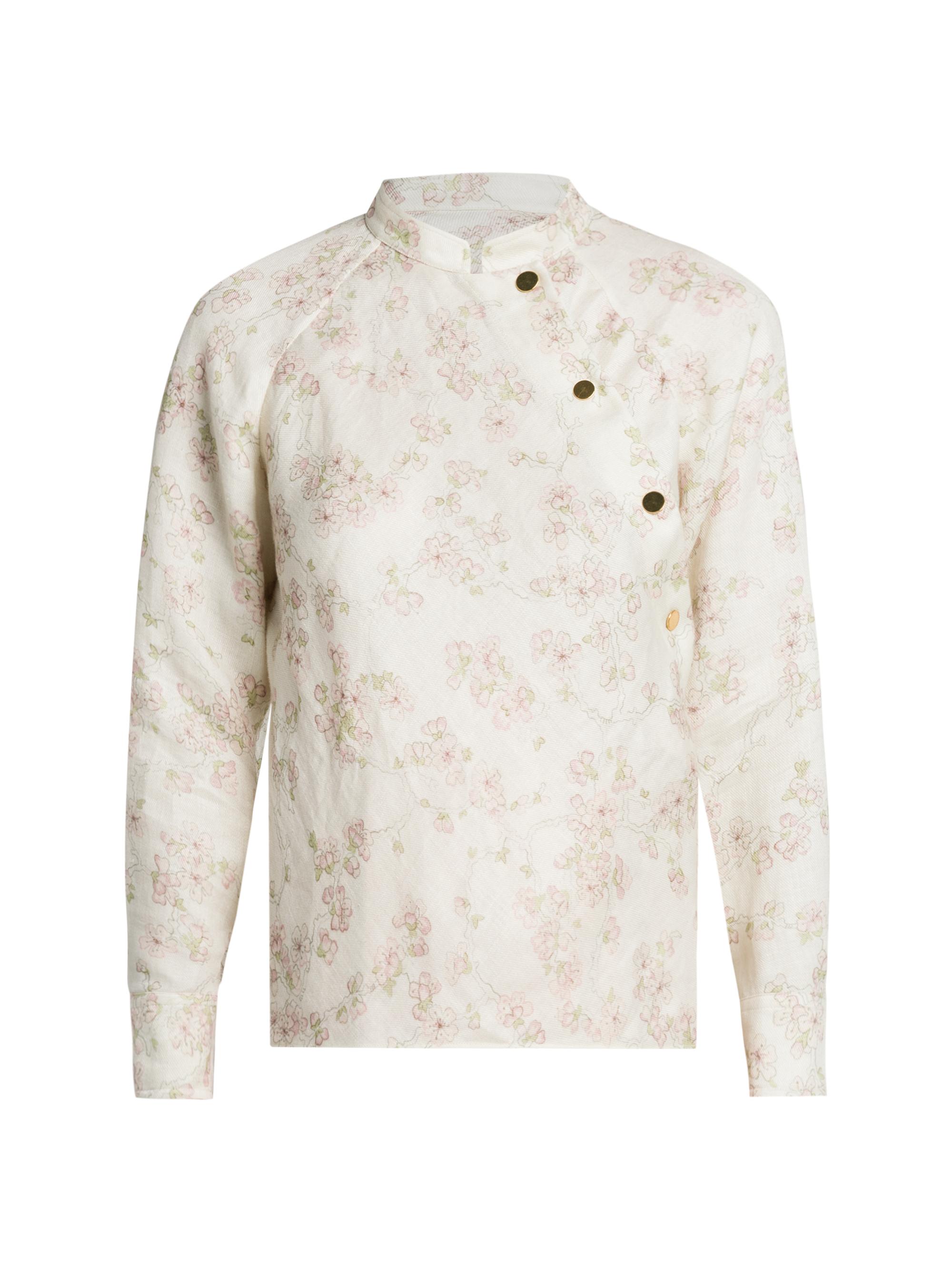Loro Piana Women's Klara Floral Linen Long-Sleeve Shirt
