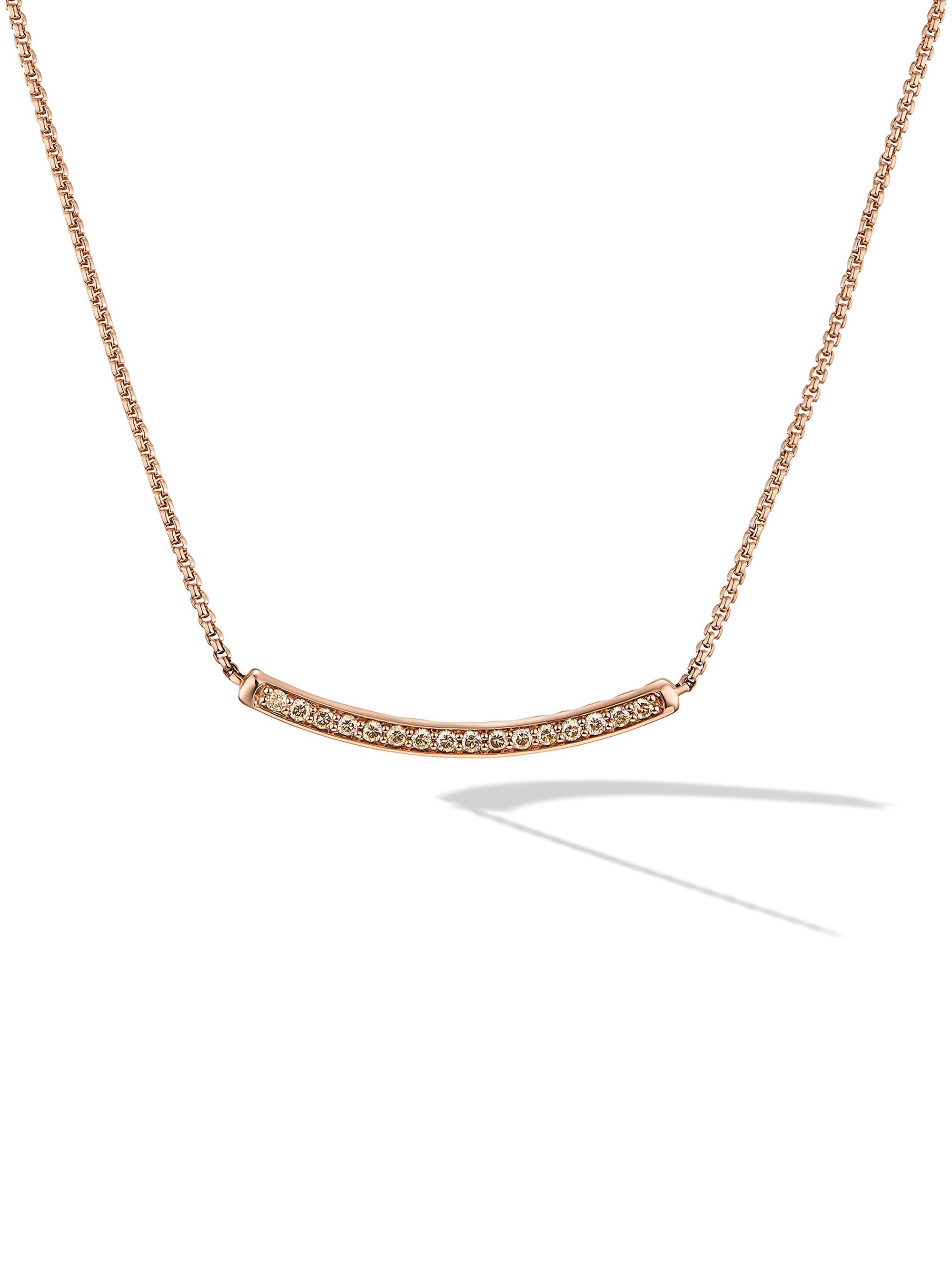 David Yurman Women's Petite Pavé Bar Necklace in 18K Rose Gold - Rose Gold