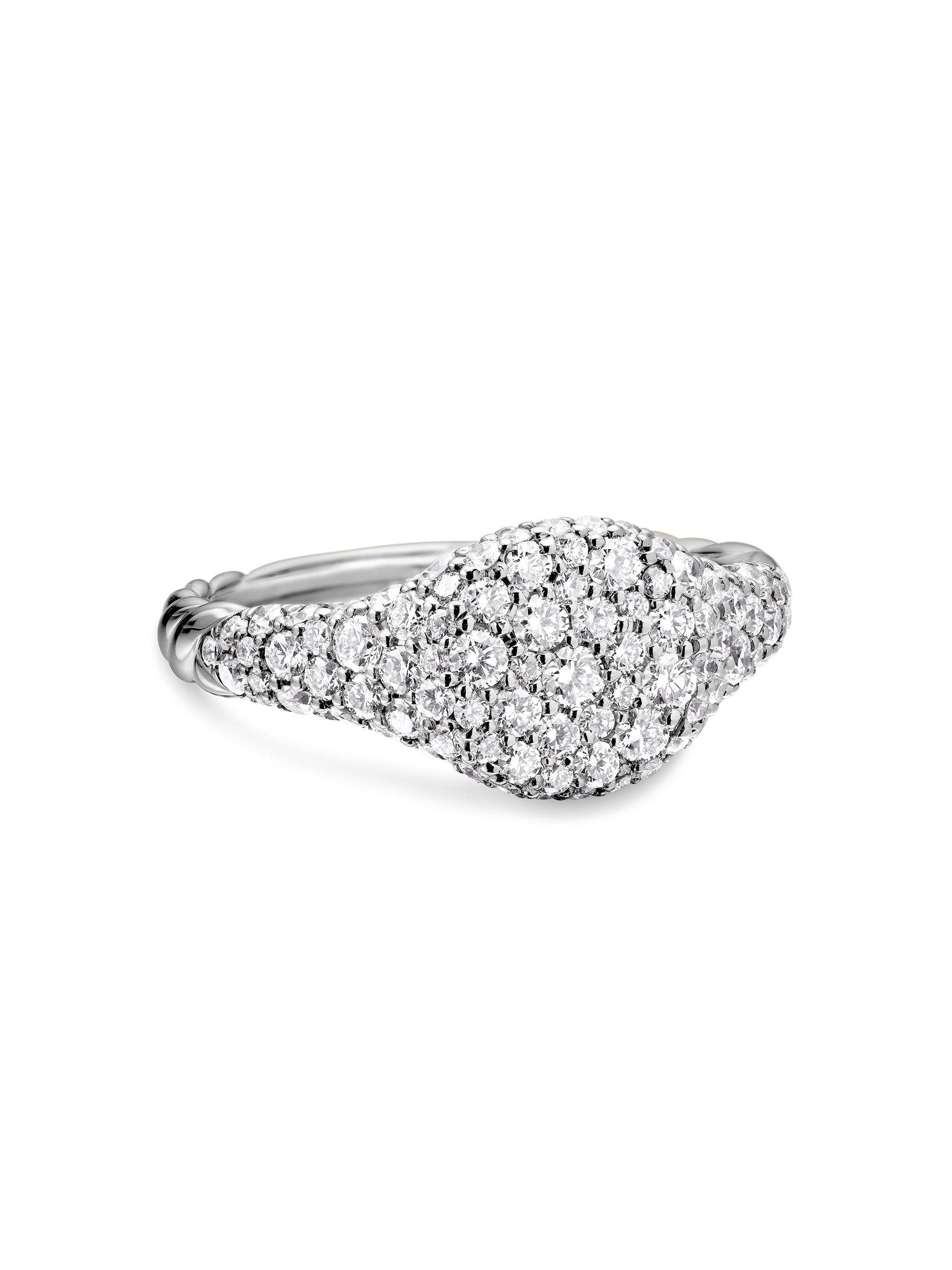 David Yurman Women's Petite Pavé Pinky Ring in 18K White Gold - Diamond