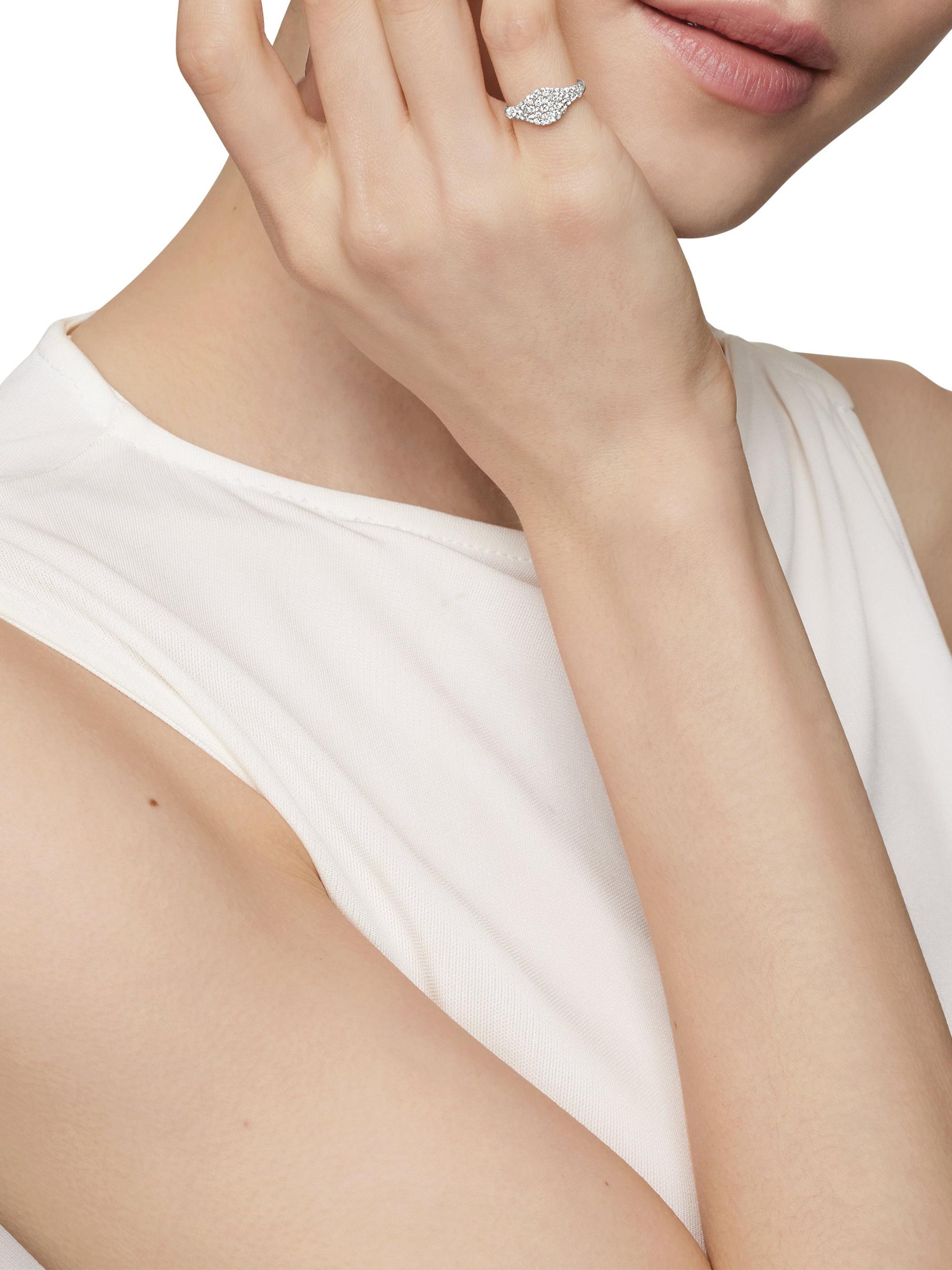 David Yurman Petite Pavé Pinky Ring in 18K White Gold | Saks Fifth