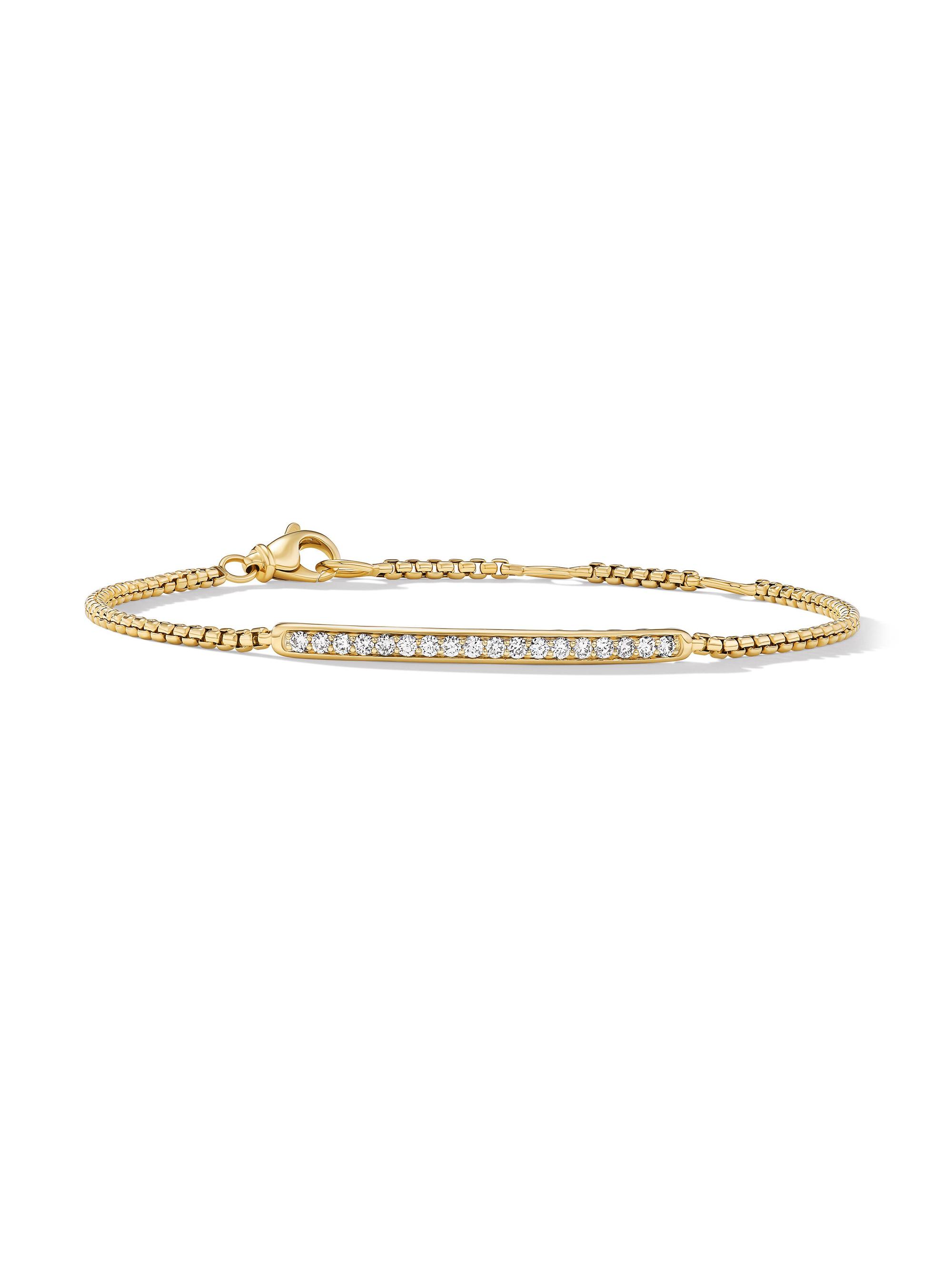 David Yurman Women's Petite Pavé Bar Bracelet in 18K Yellow Gold - Diamond