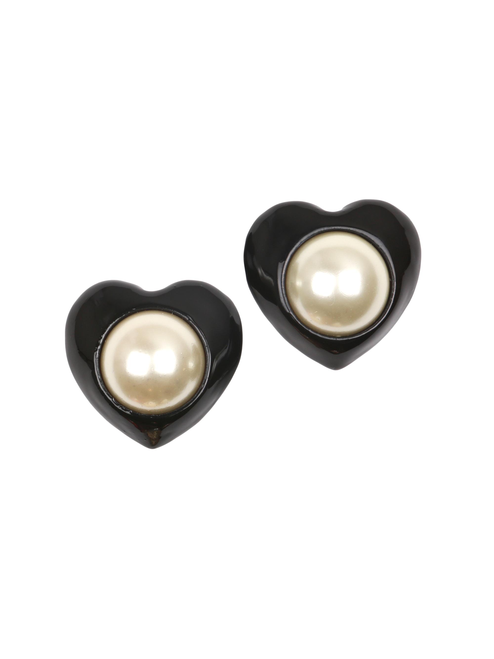 Julietta Women's Aya Resin, Enamel & Faux Pearl Heart Stud Earrings - Yellow Gold