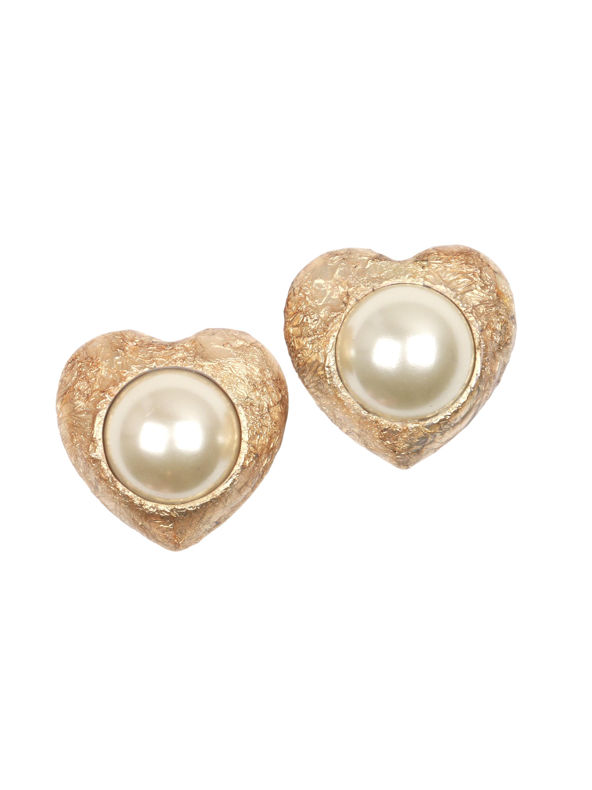 Julietta Women's Aya Mixed-Media Heart Clip-On Stud Earrings - Yellow Gold