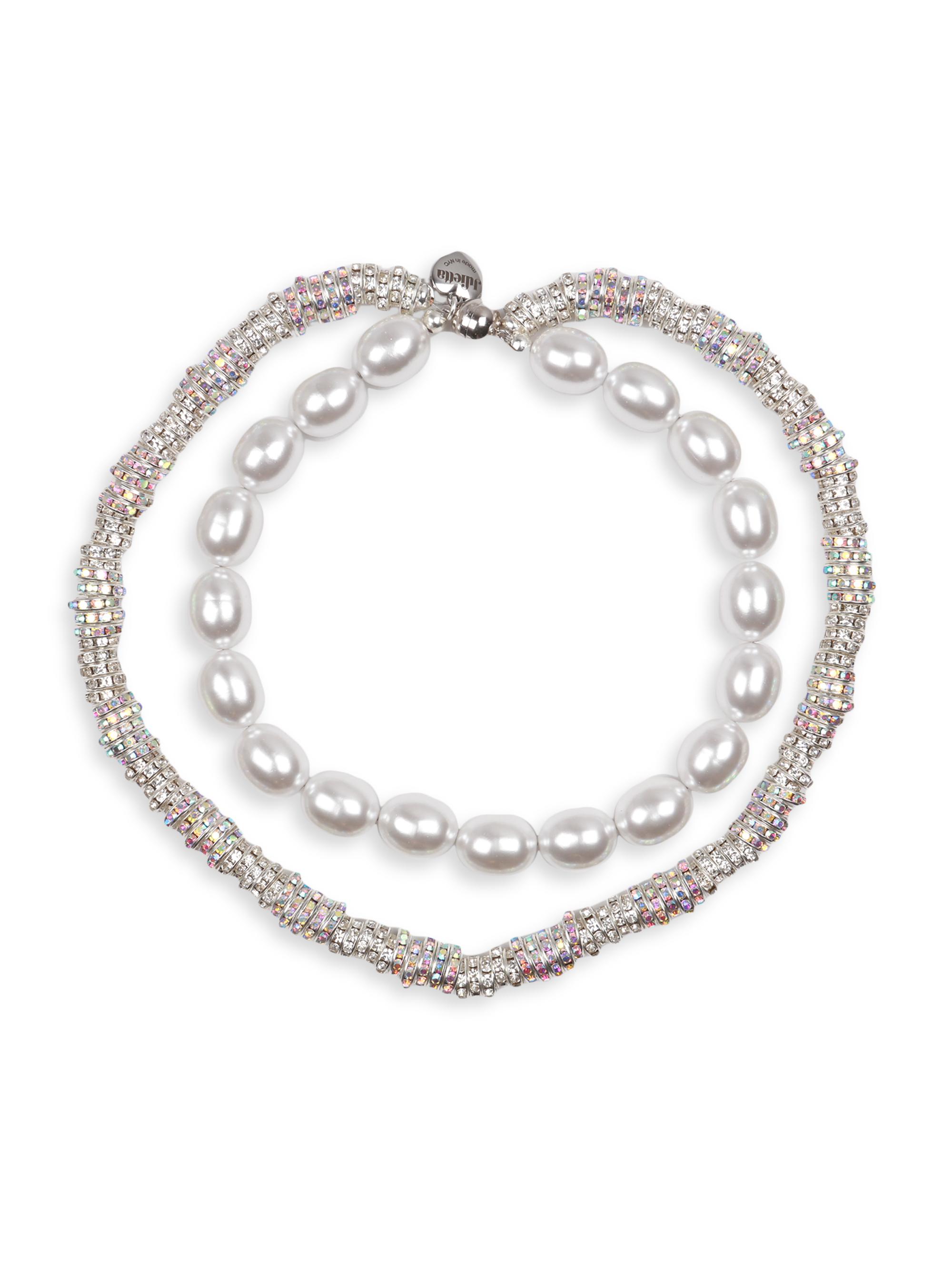 Julietta Women's Eva Silvertone, Crystal & Faux Pearl Necklace - White Gold