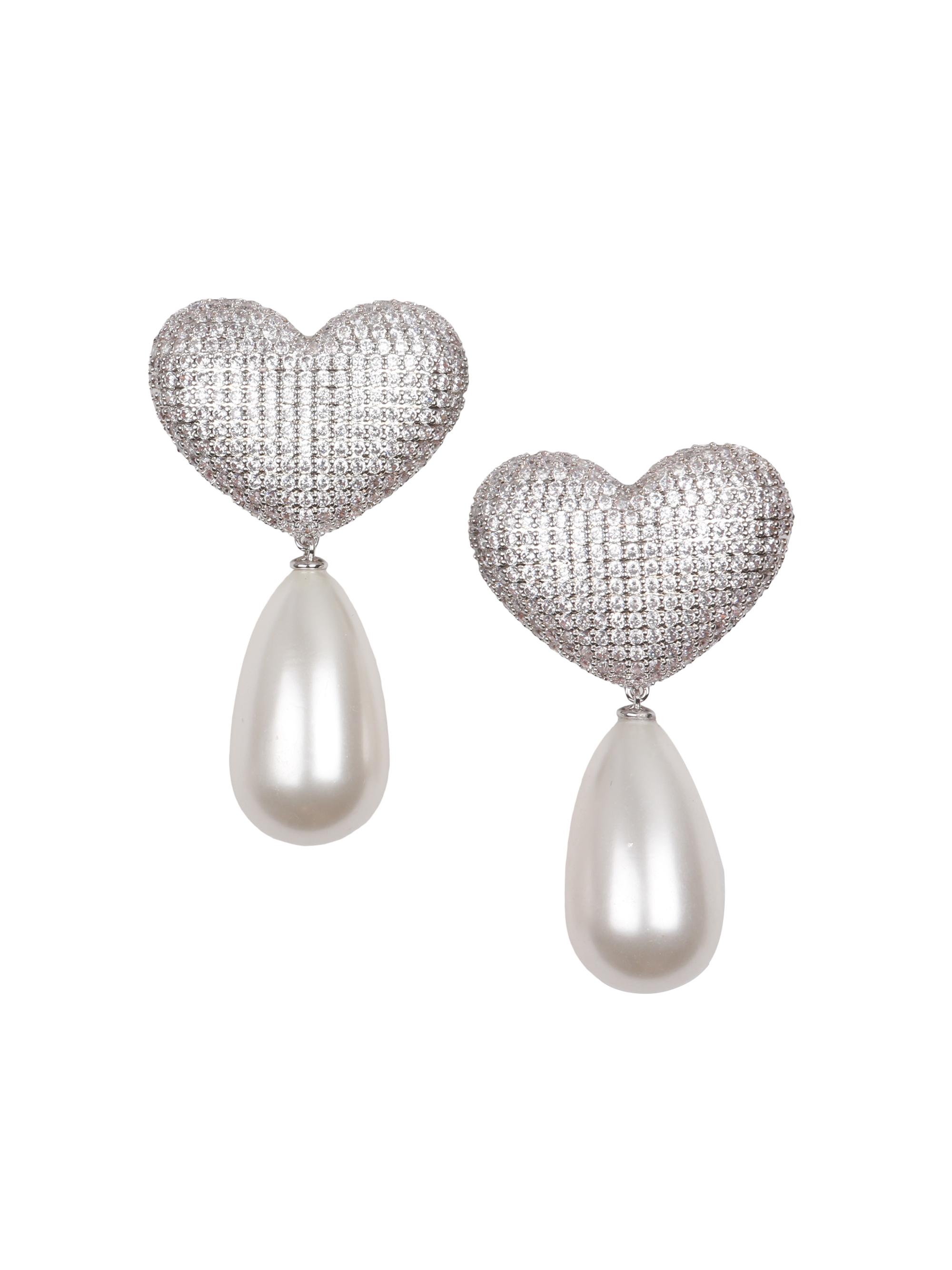 Julietta Women's Frances Silvertone, Crystal & Faux Pearl Drop Earrings - White Gold