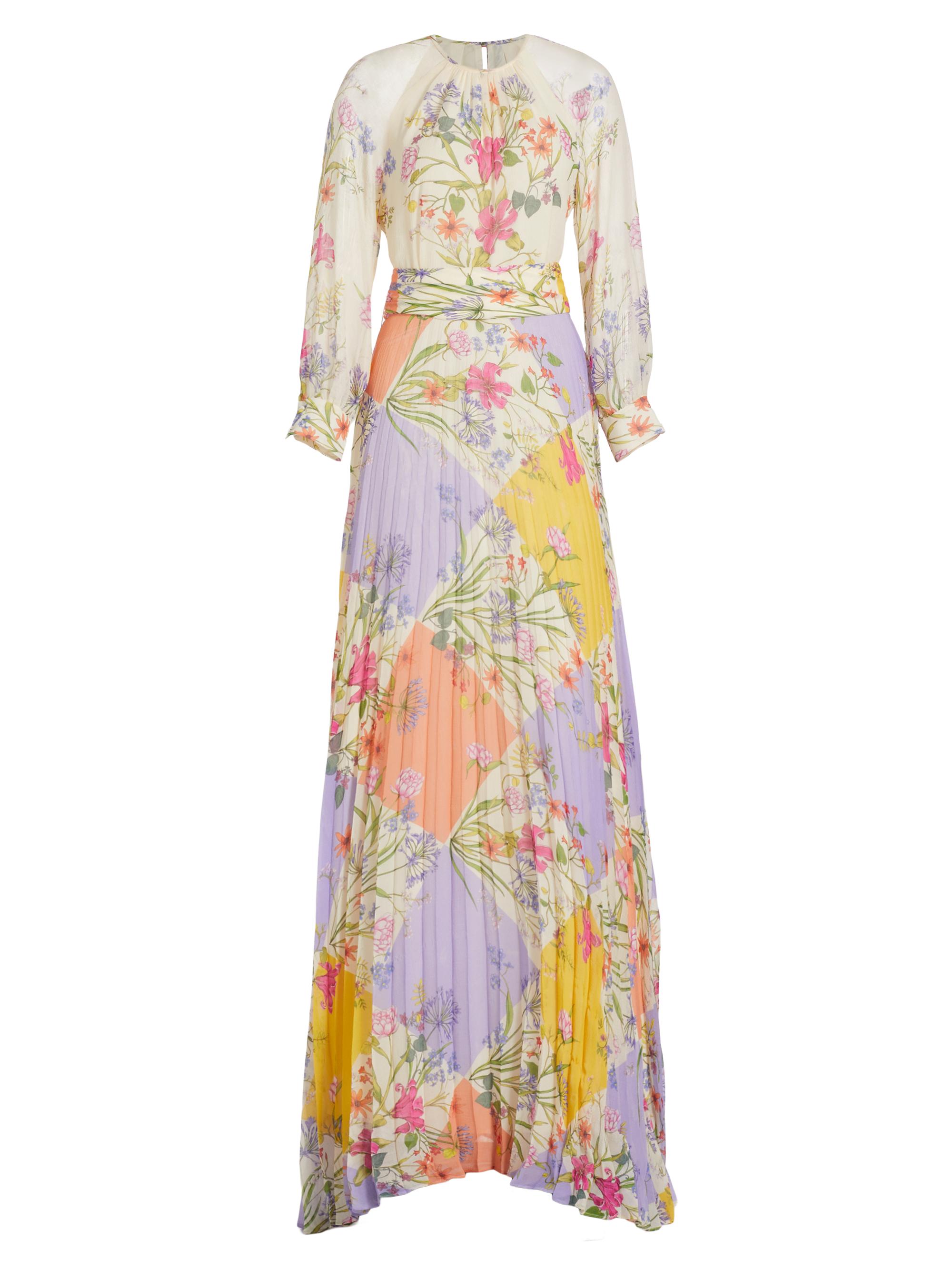 Teri Jon by Rickie Freeman Women's Pleated Floral Chiffon Maxi Dress -  Multi