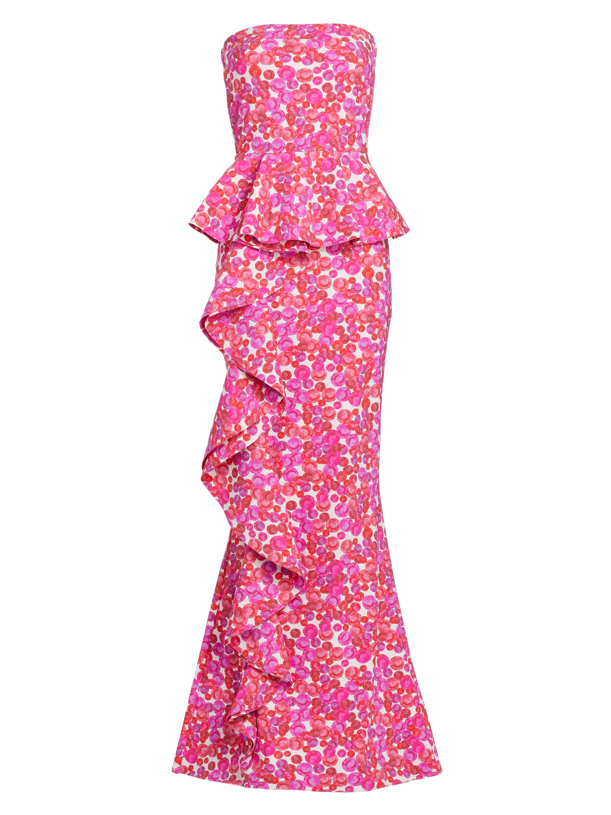 Chiara Boni La Petite Robe Women's Hafsah Floral Ruffle Column Gown - Bubbles Carousel Pink