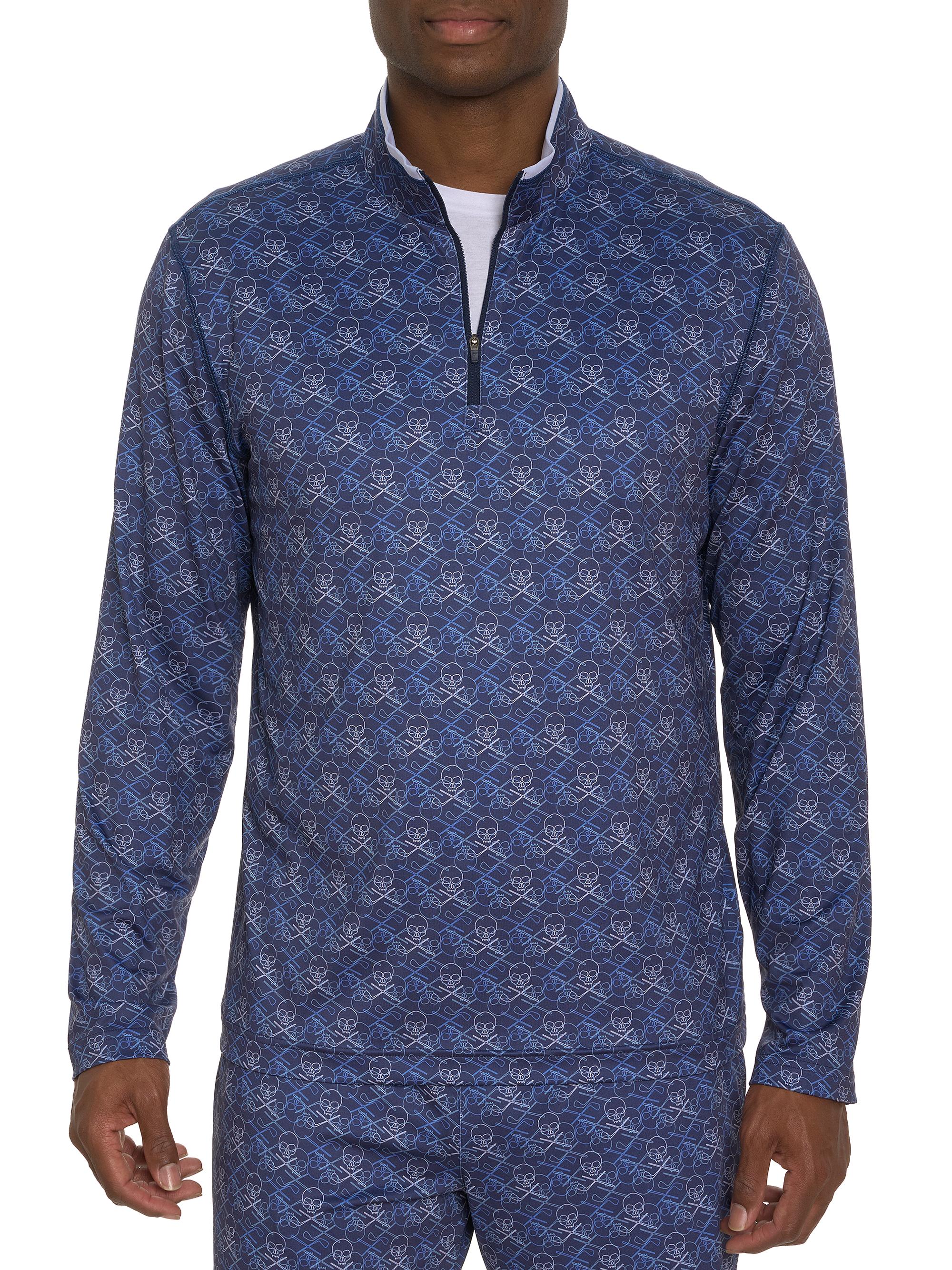 Robert Graham Men's Iron Skull Quarter-Zip Top - Navy