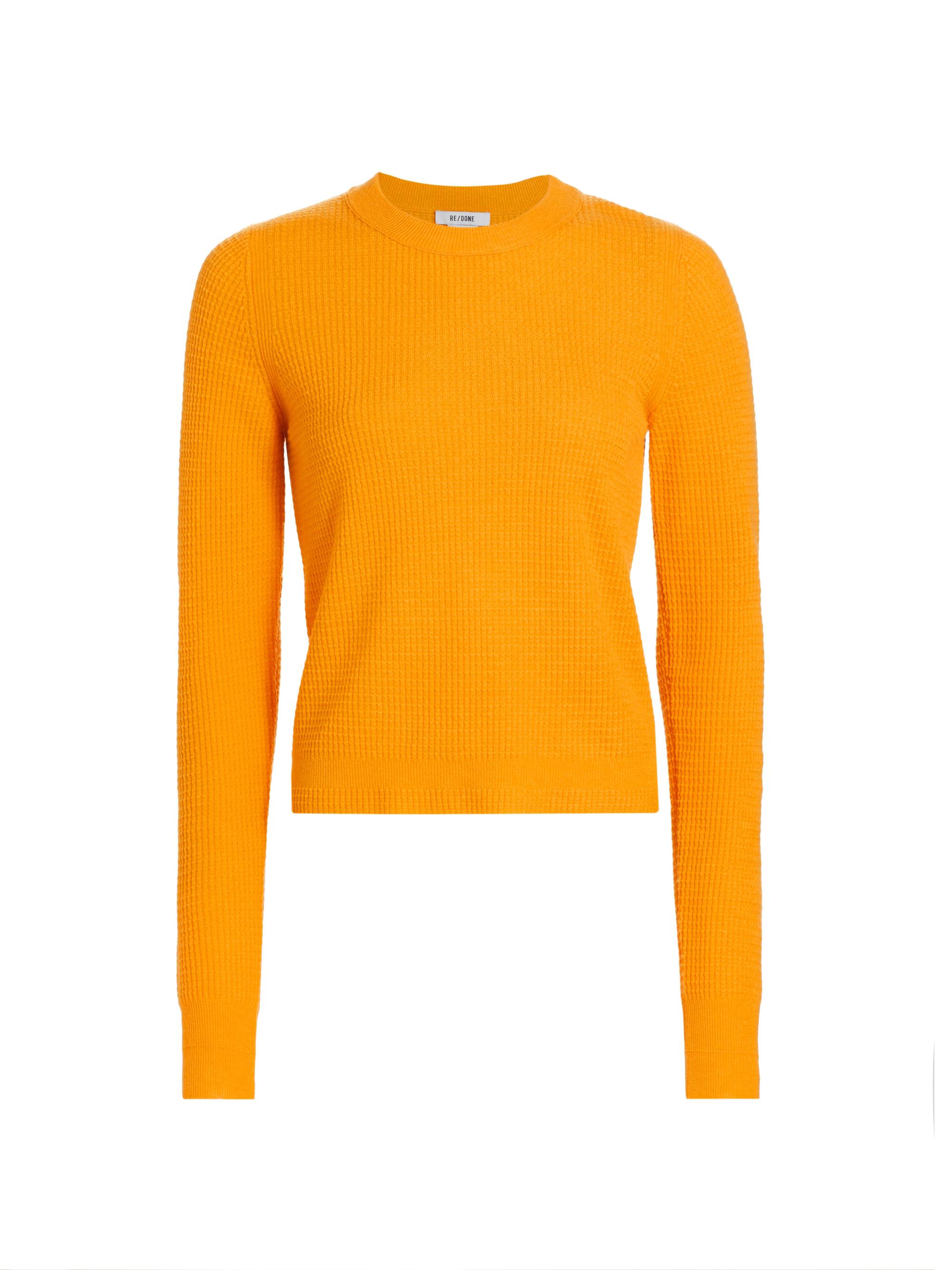 Re/done Women's Wool-Blend Waffle Long-Sleeve Top - Clementine